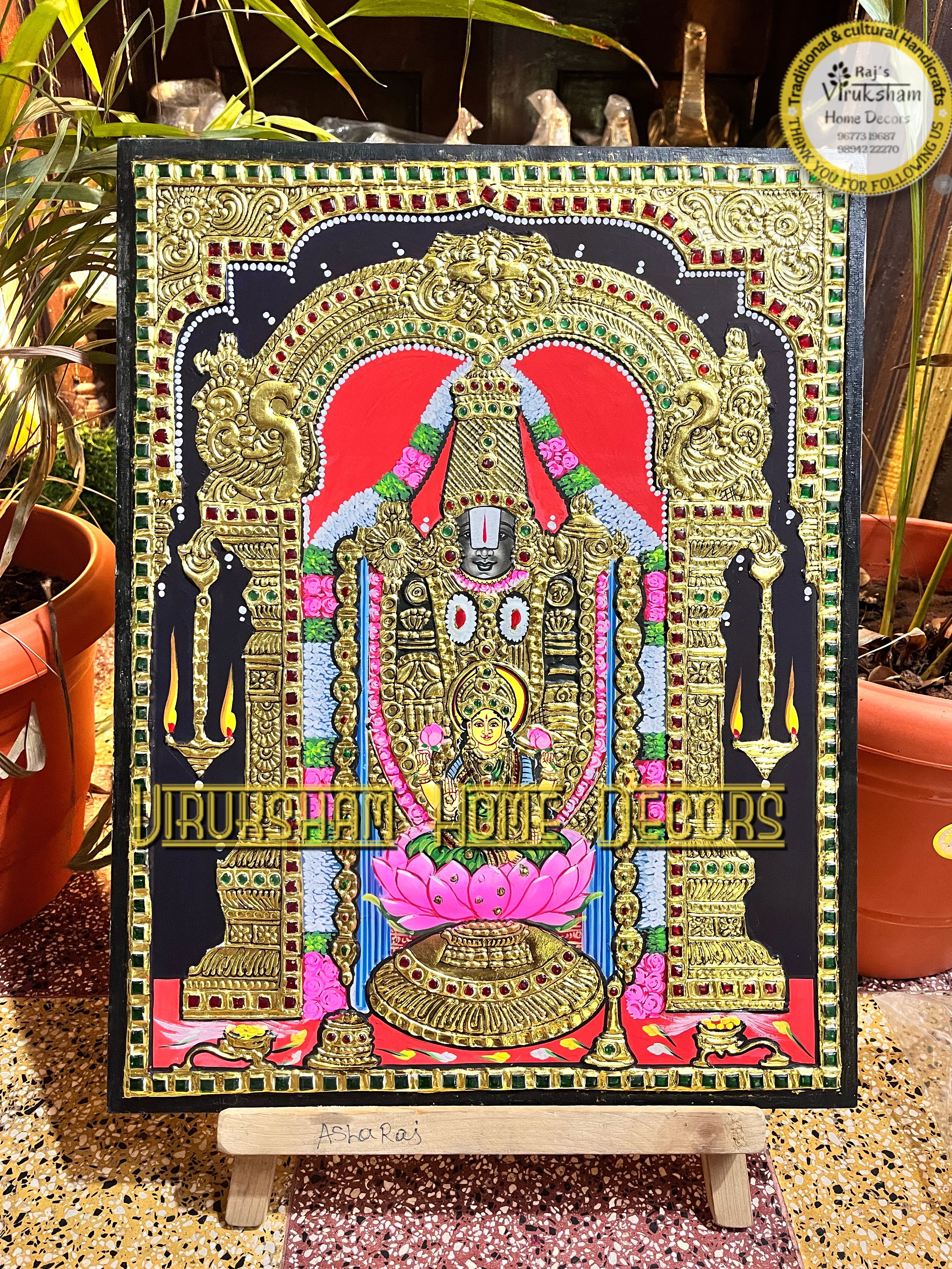 Thirupathi lakshmi  18x24 Tanjore painting -1 board