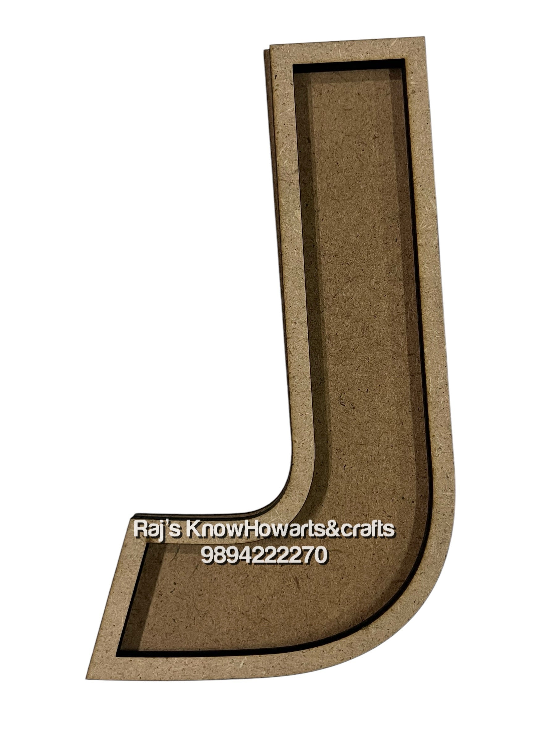 J-6inch 3d Mdf cutout alphabet