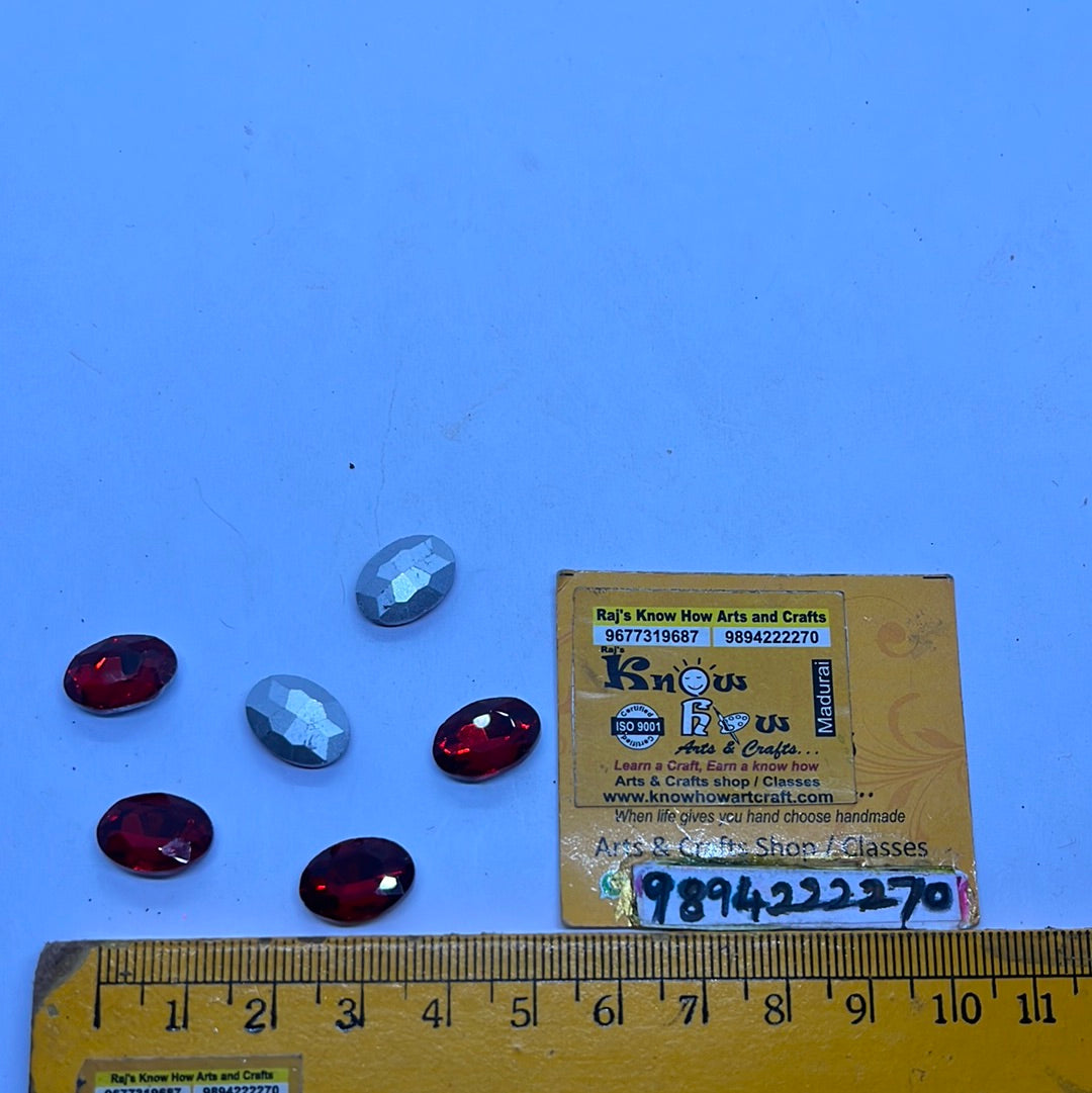 10x14 AD Red stone Tanjore Painting American diamond Kundan stones-6 stones in a pack