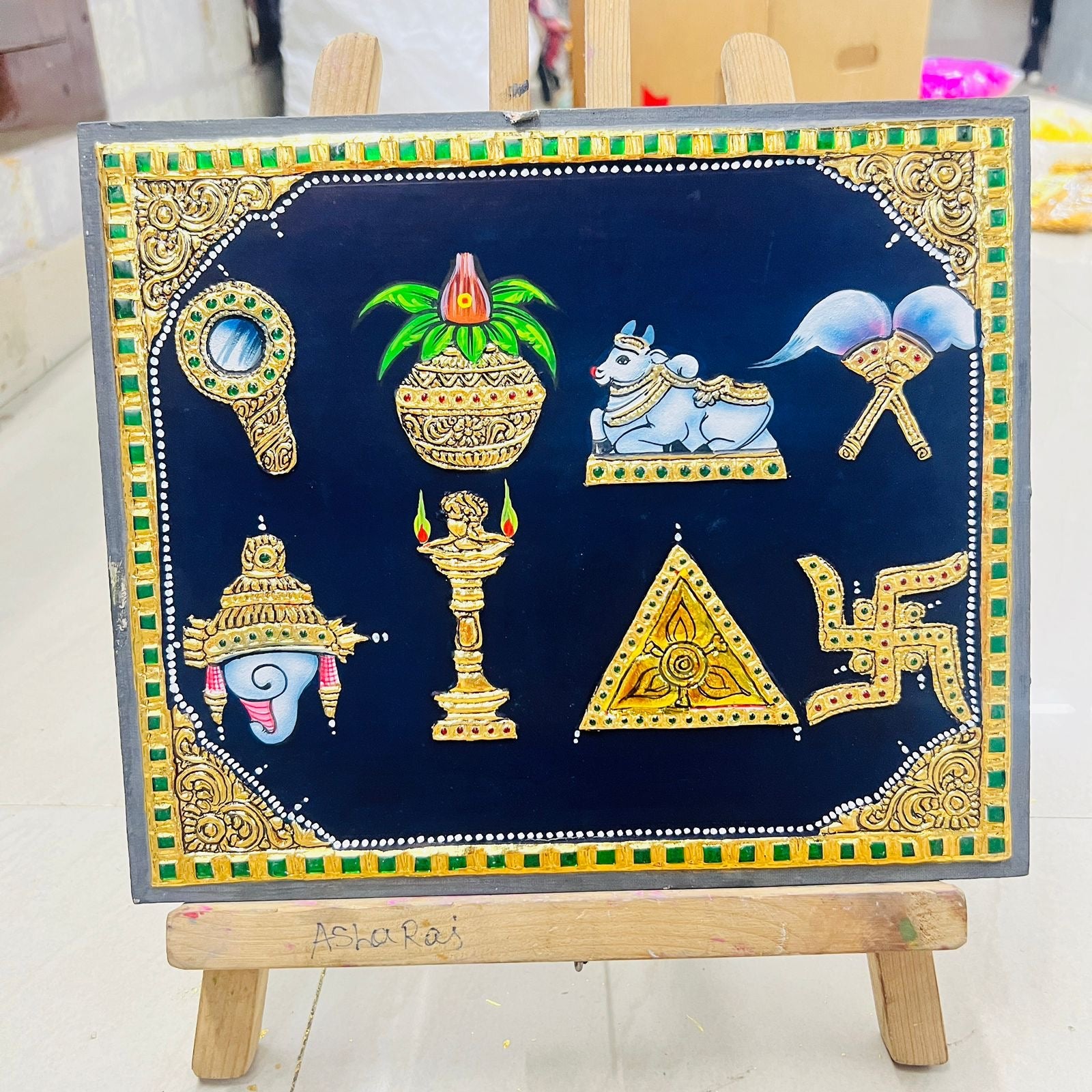 Ashta mangal Tanjore painting 10x12(15days delivery form payment date)- 1pack