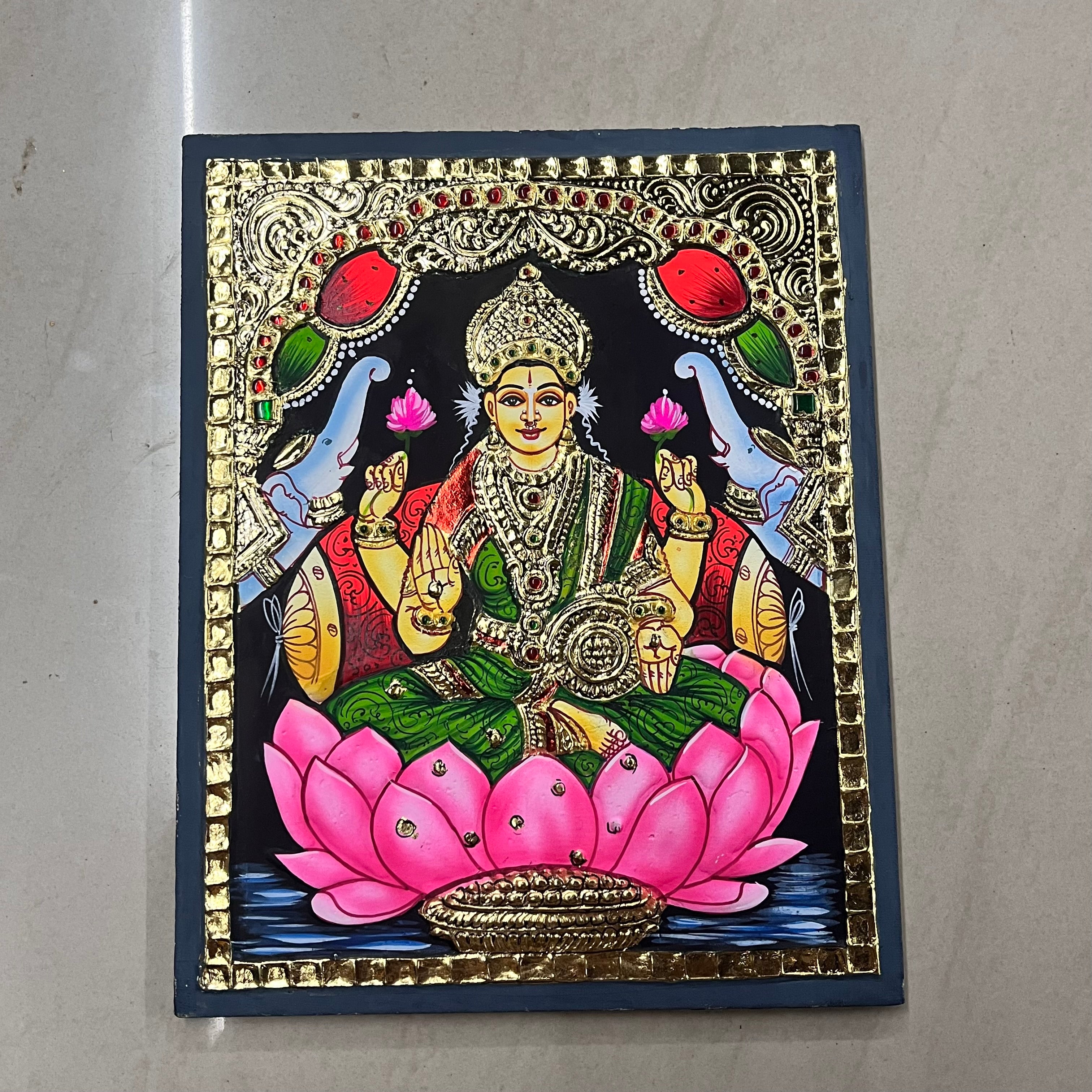 Gajalakshmi different designs assorted 1pack Tanjore painting 8x10 assorted 1pack(15days delivery form payment date)