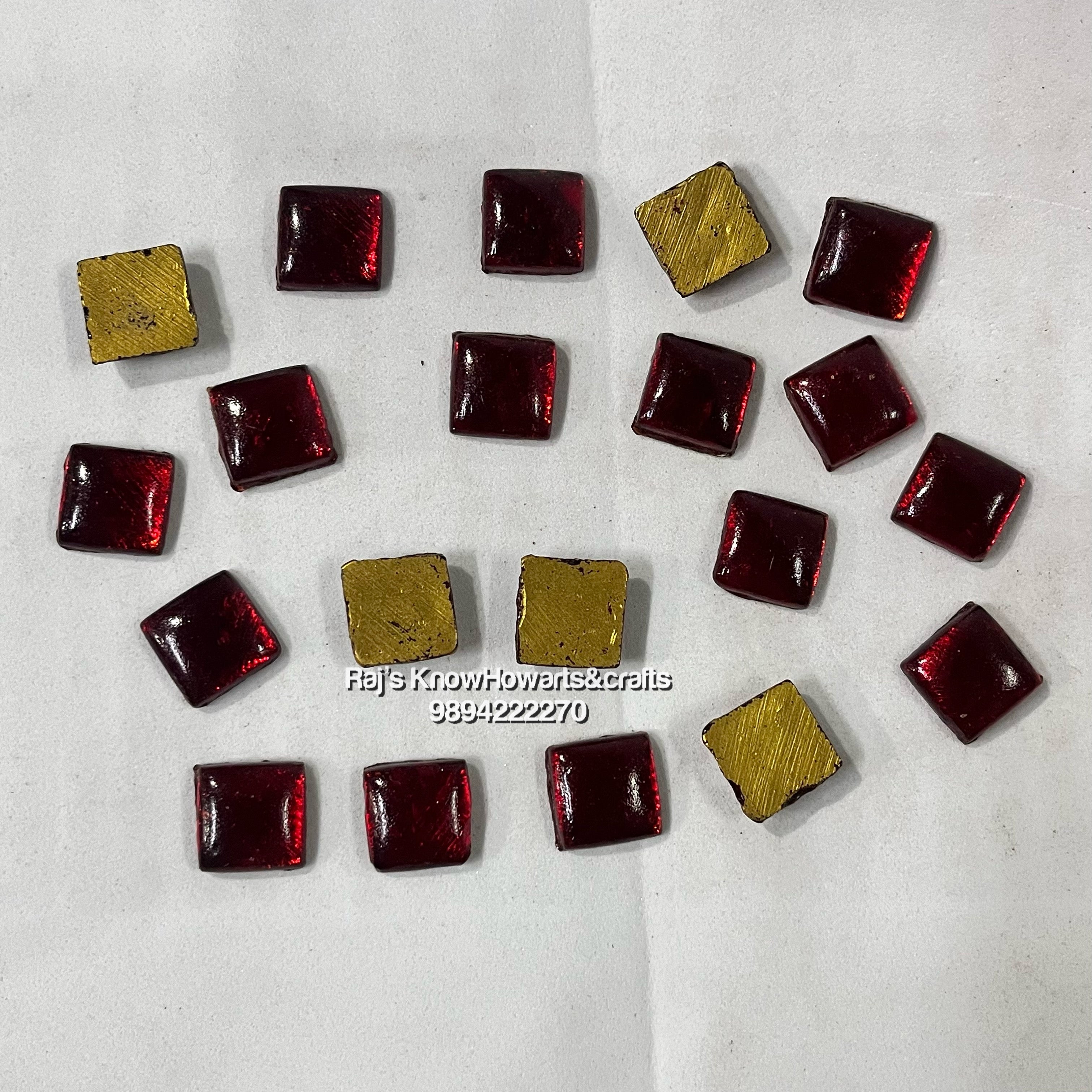 14X14 Red Square Tanjore Painting Jaipur Kundan stones-50 stones in a pack - 14SR