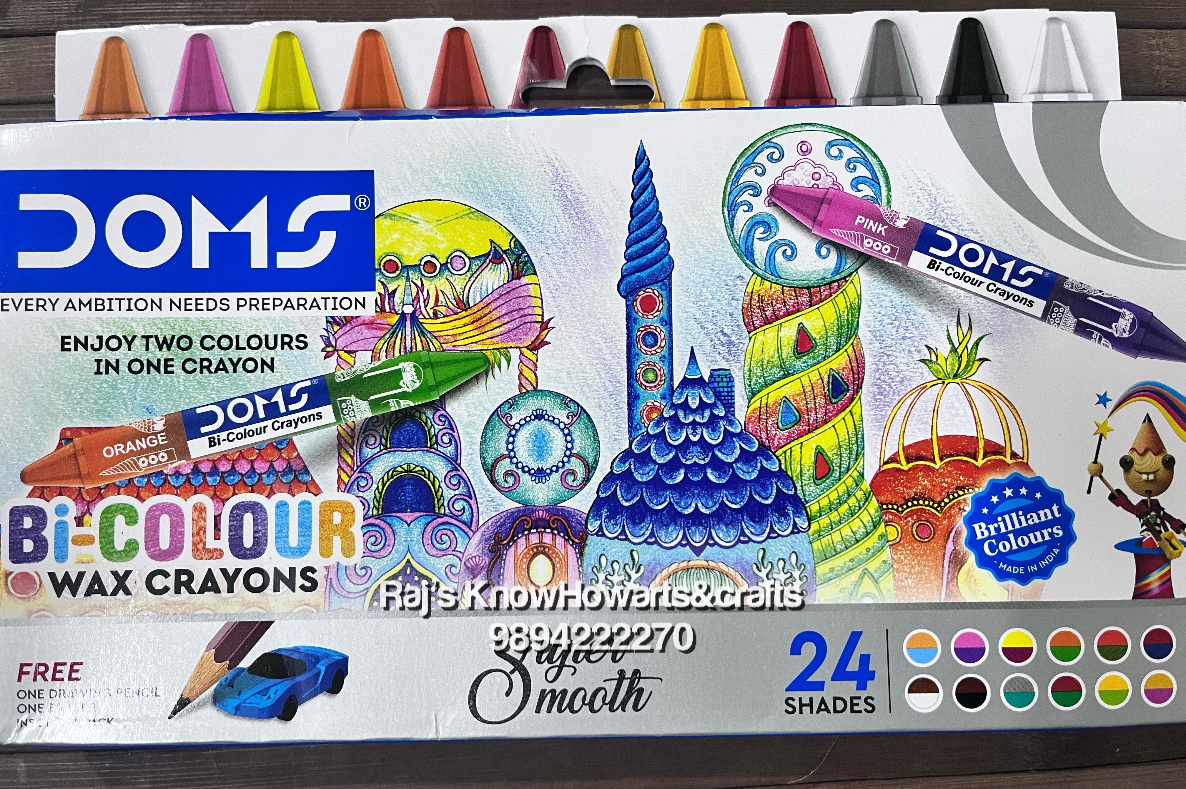 Doms Bi-colour  wax crayons - 24 shades