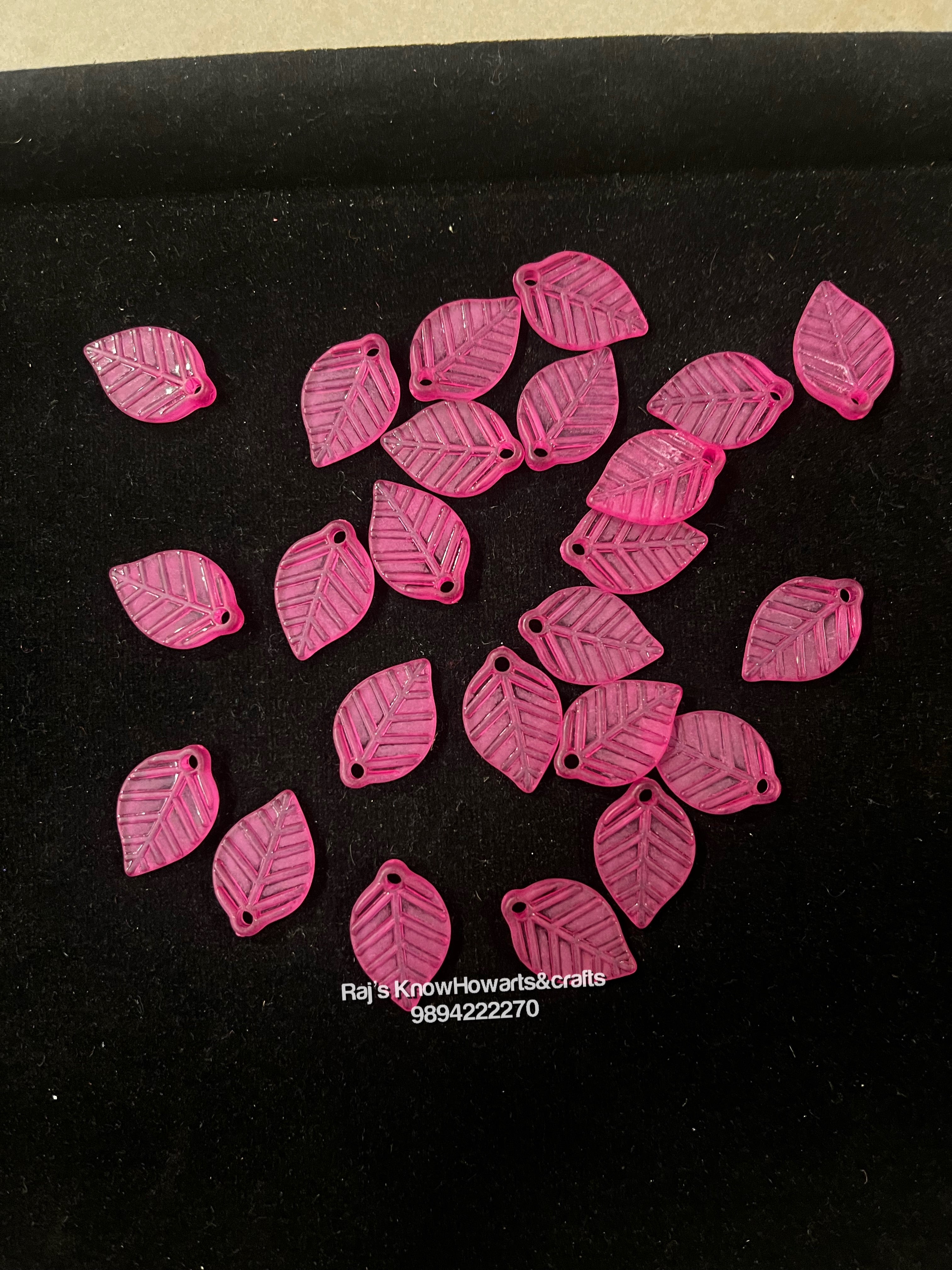 Pink Leaf plain beads  - 50g in a pack