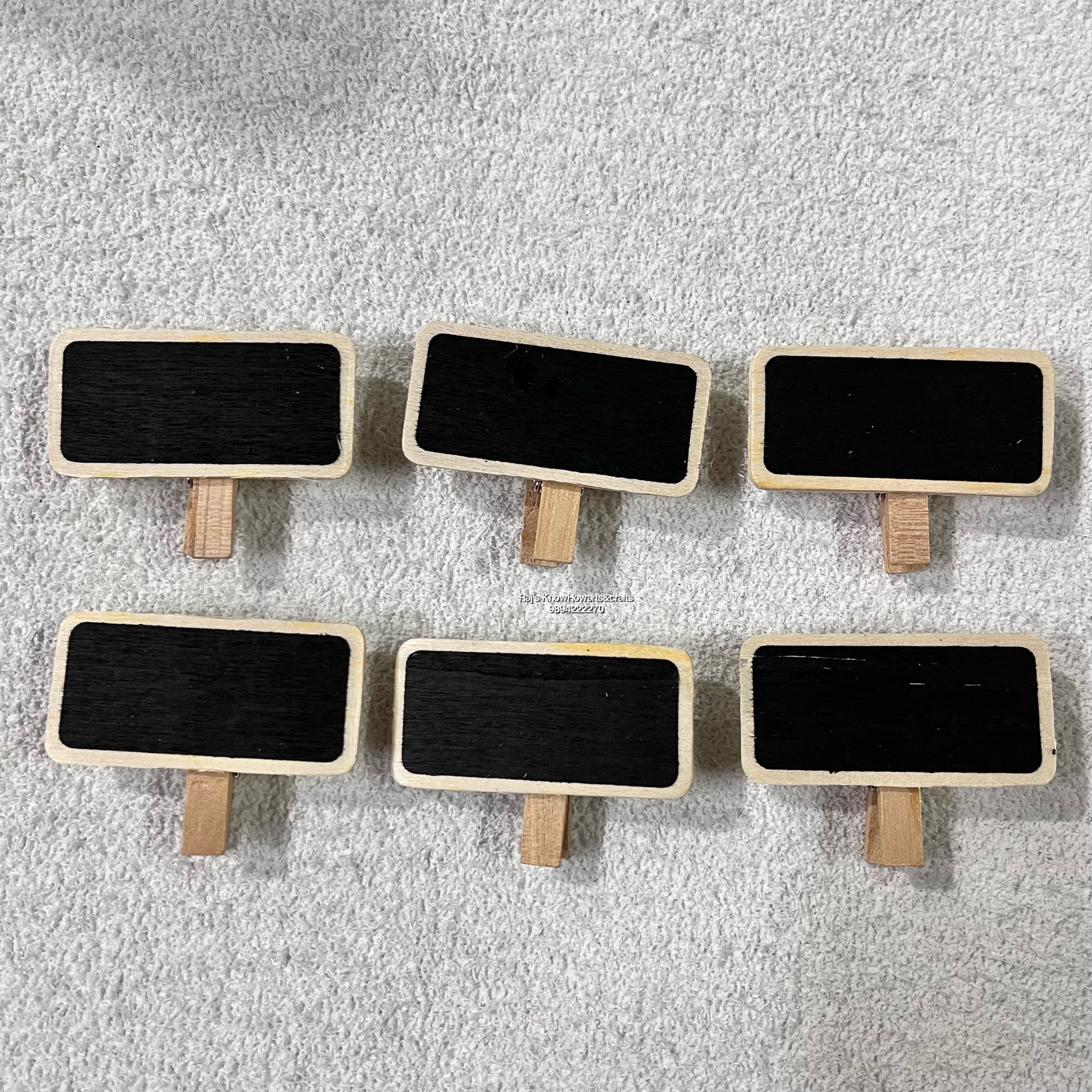 BLACK wooden writing Board  Clip  -6 PC