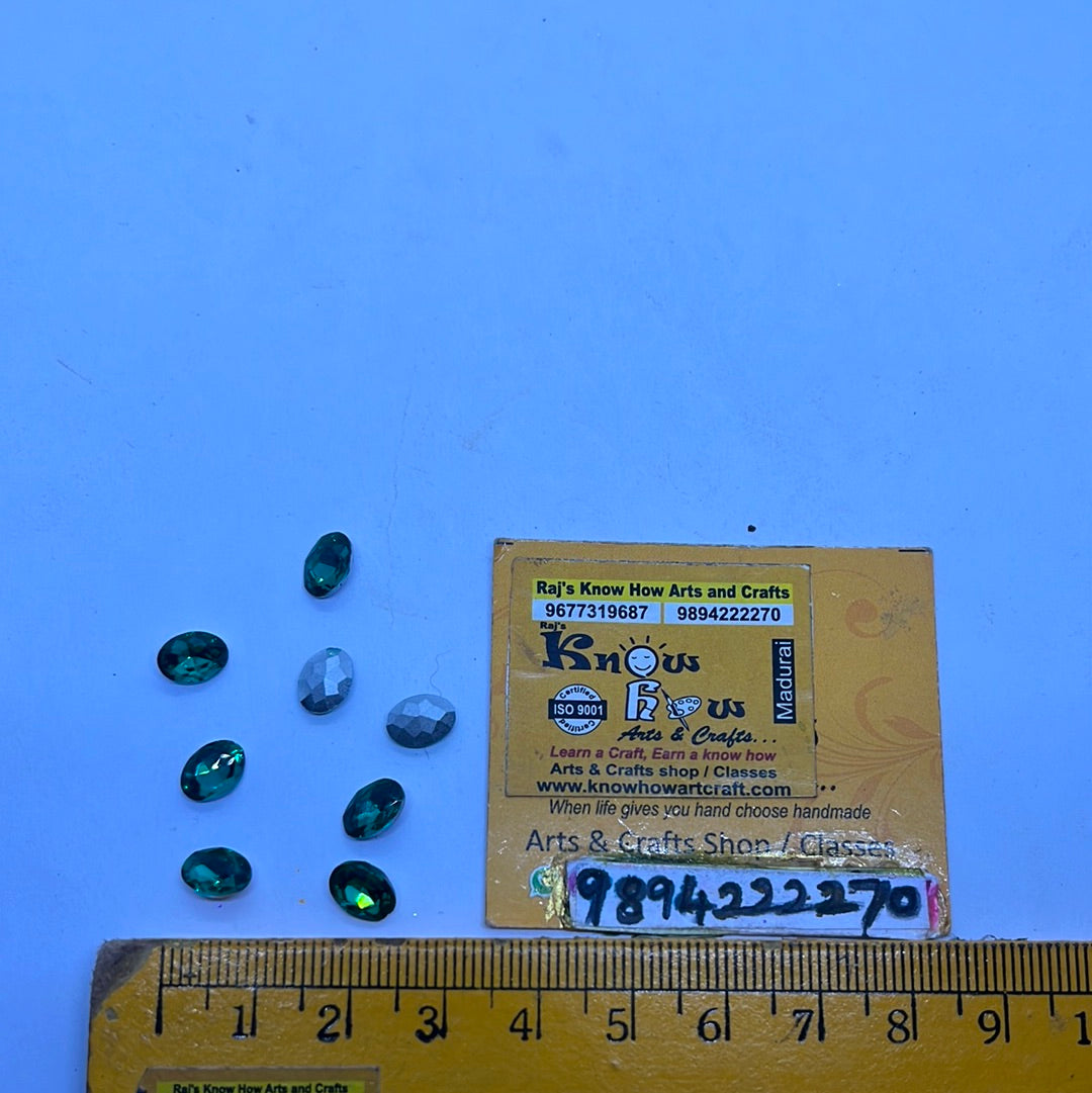 6x8 AD Oval Green stone Tanjore Painting American Diamond Kundan stones-8 stones in a pack