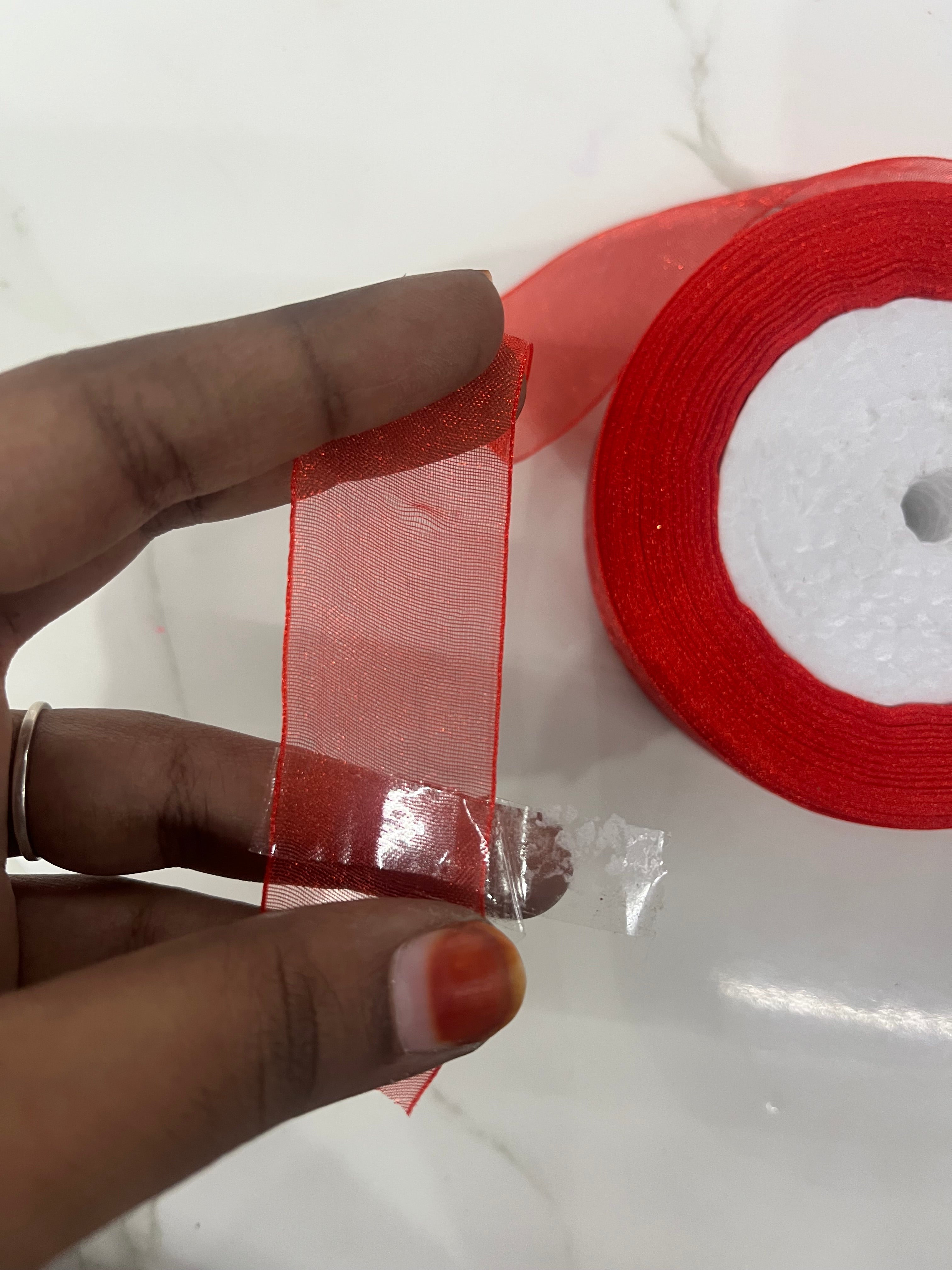 Red organza ribbon 1 inch