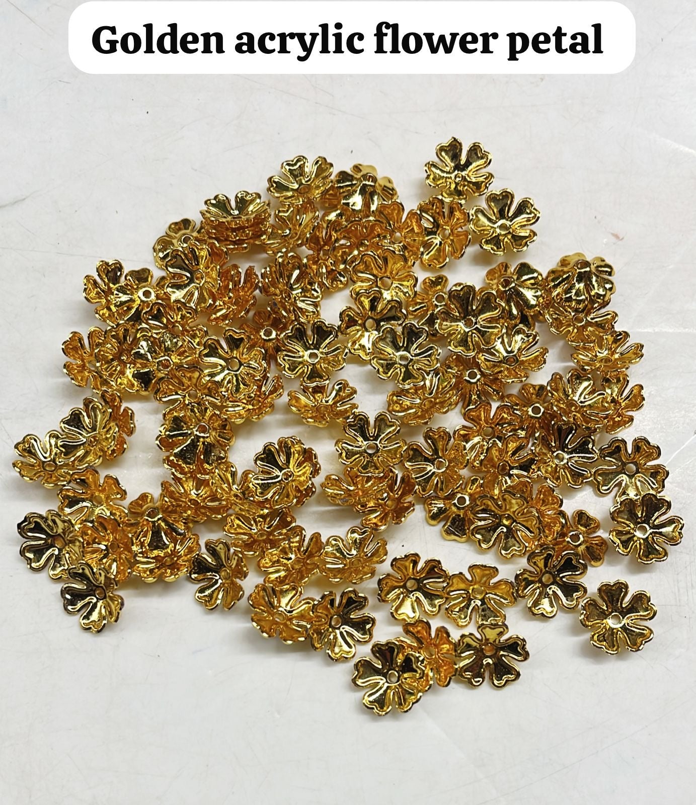 Golden acrylic flower petal beads 50g-1pack
