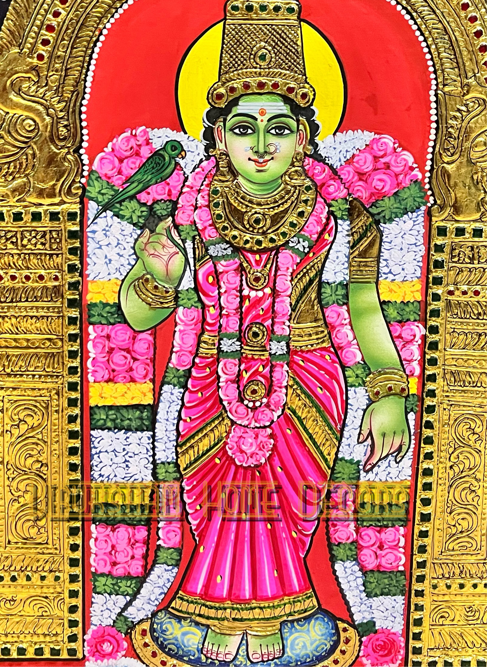 Meenakshi 18x24 Tanjore painting -1 board(15 days delivery time)without frame