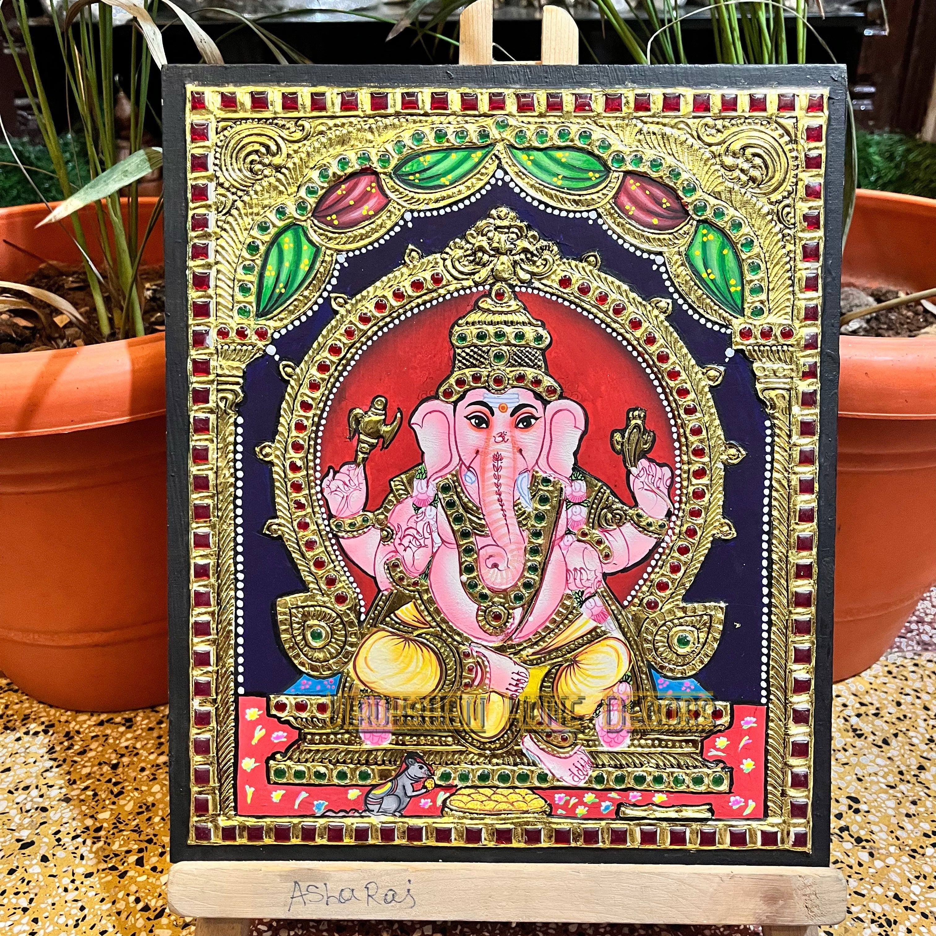 Vinayagar 10x12  Tanjore painting -1 board(15 days delivery time)without frame