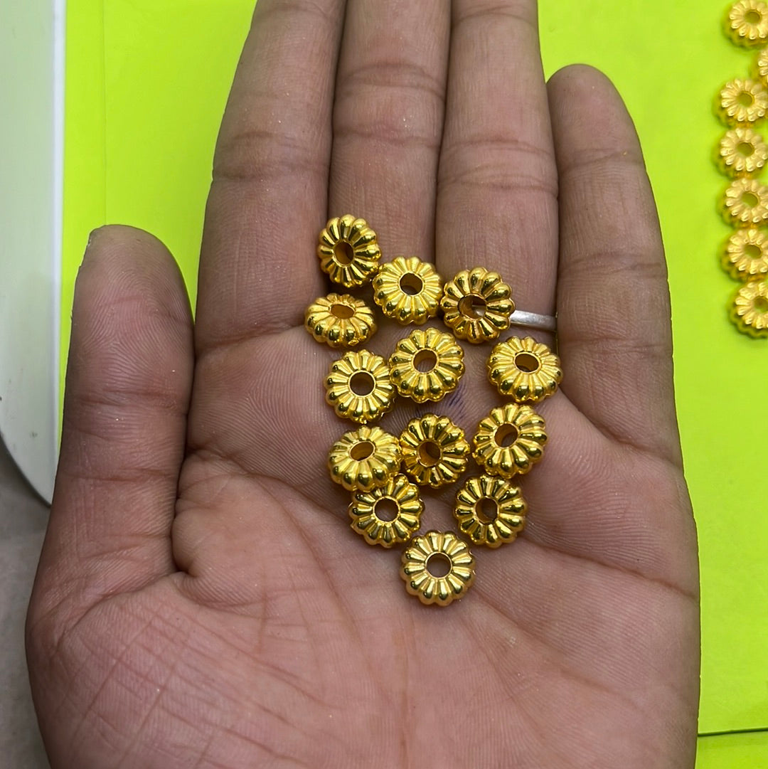 Flat gold Chakri beads-10g in a pack – KnowHowArtCraft