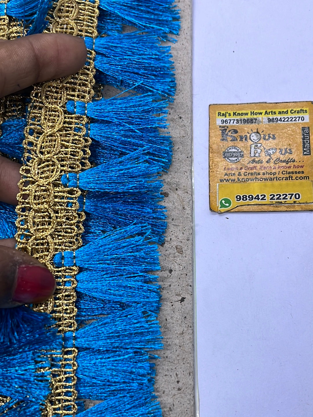 Blue golden fancy   lace - 1 meter