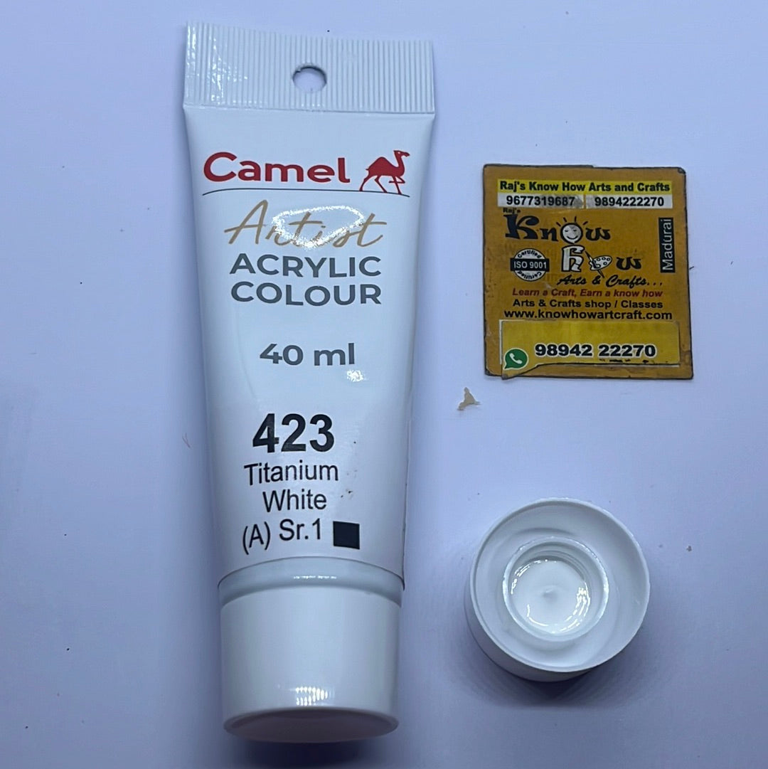 Titanium white -40ml Camlin Artist range acrylic colours – KnowHowArtCraft