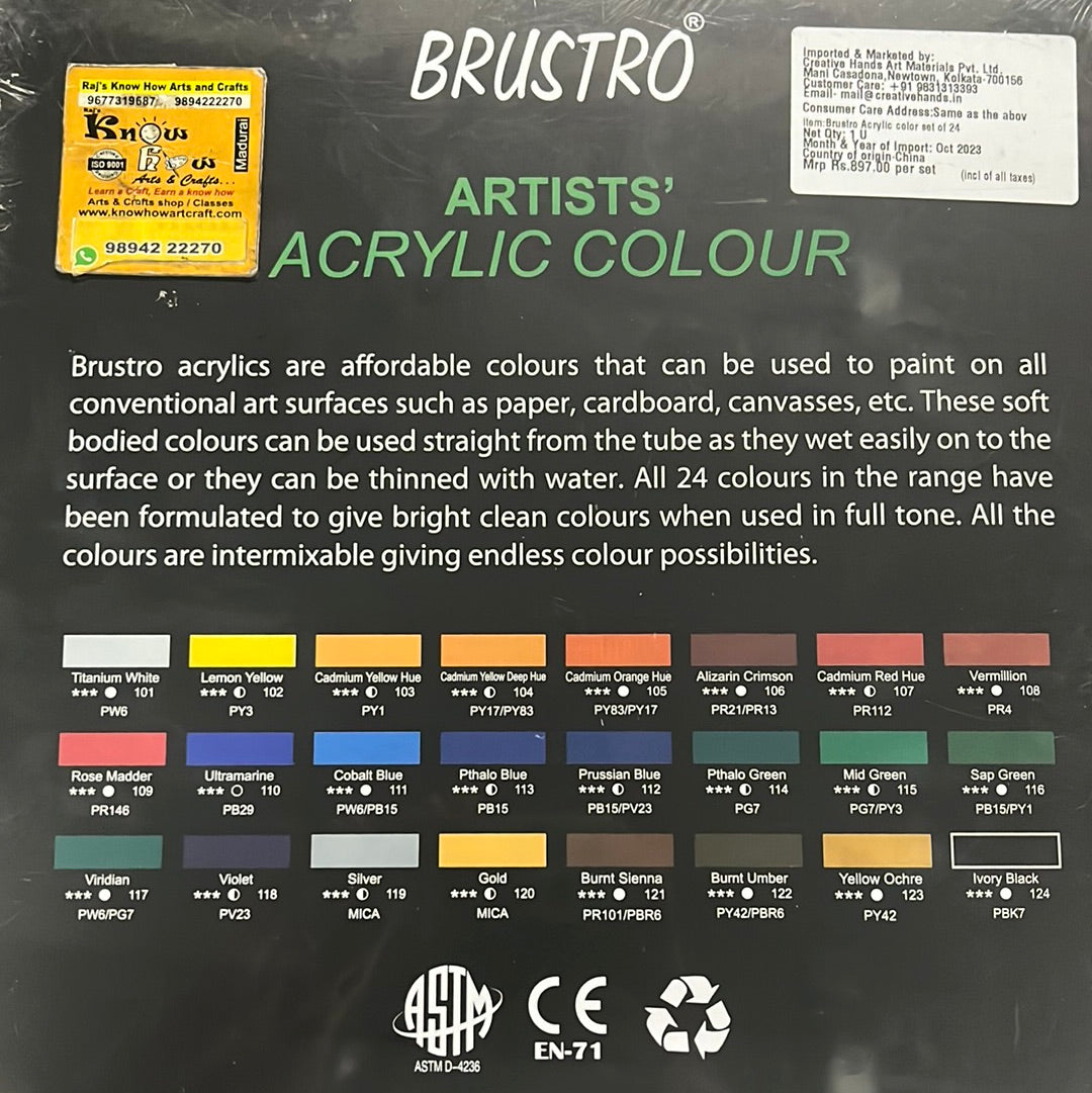 Brustro Artist Acrylic Colour 24shades