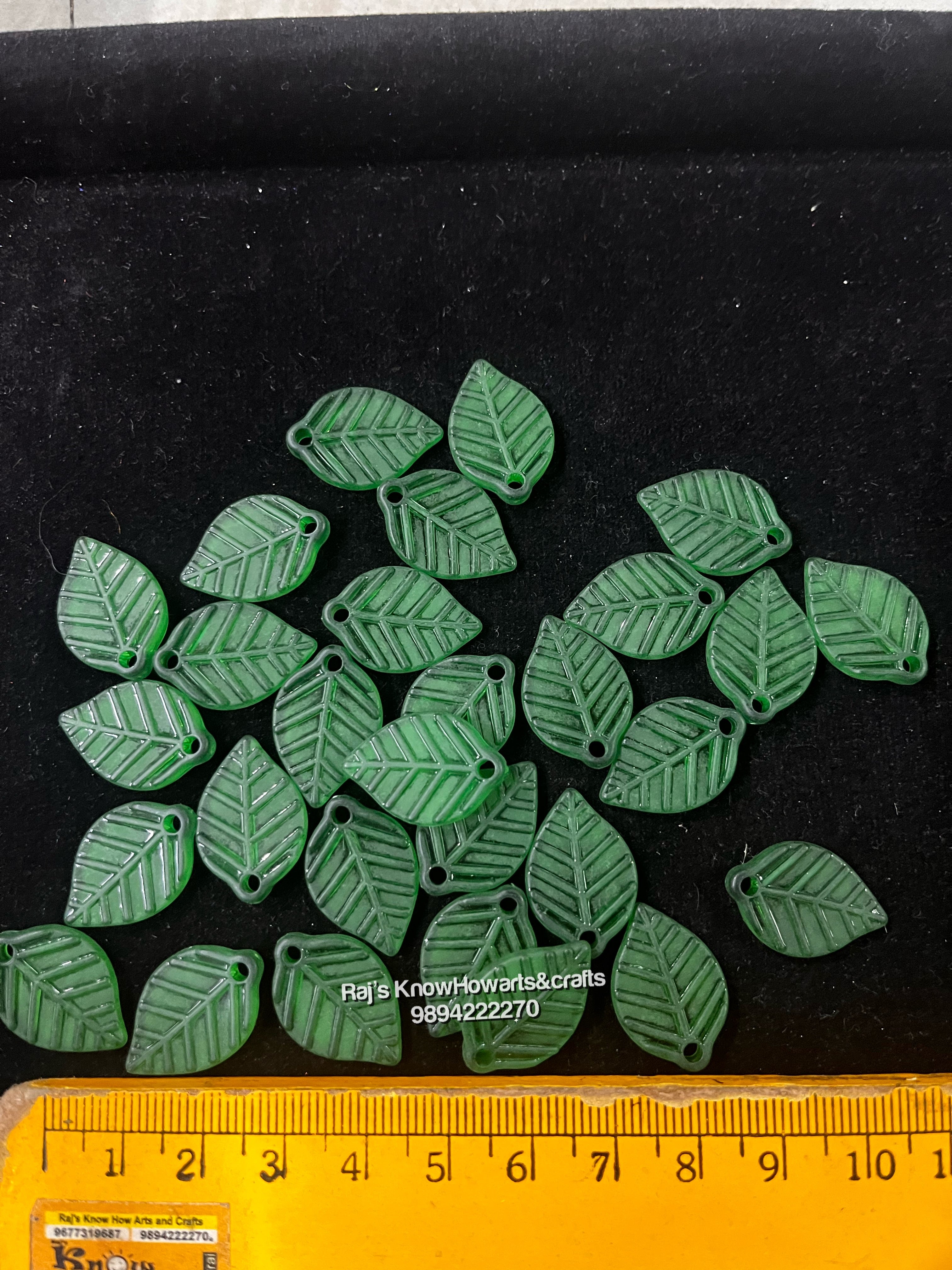 Green Leaf plain beads  - 50g in a pack