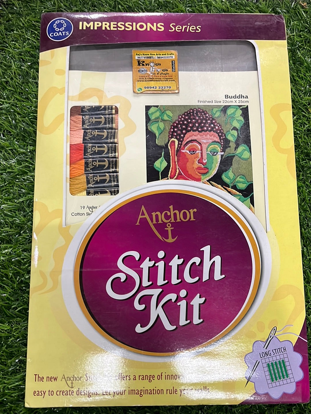 Anchor stitch embroidery kit Buddha finished size 22cm x 25cm