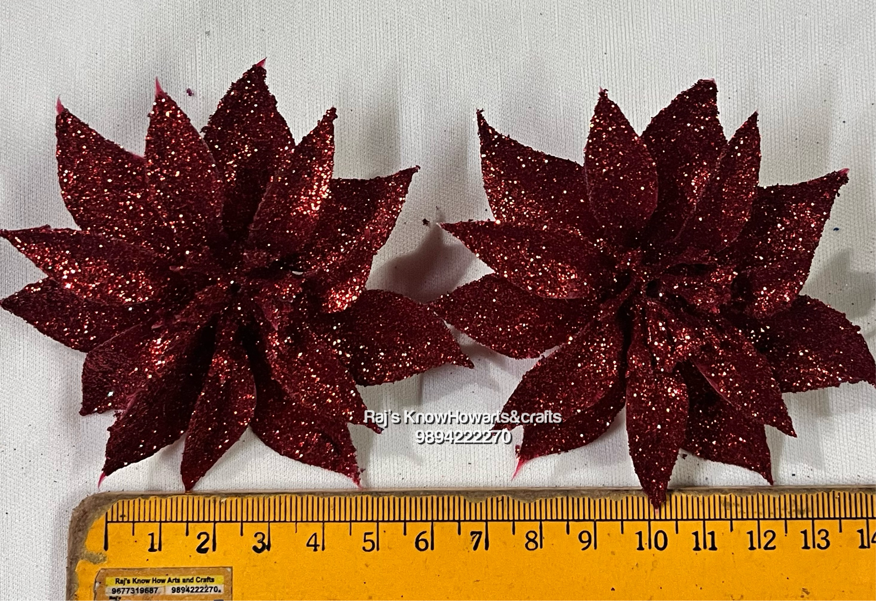 Red Glitter flower - 2 pc