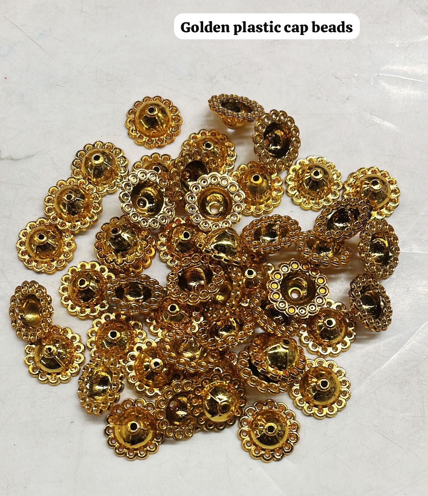 Golden acrylic cap beads 50g-1pack