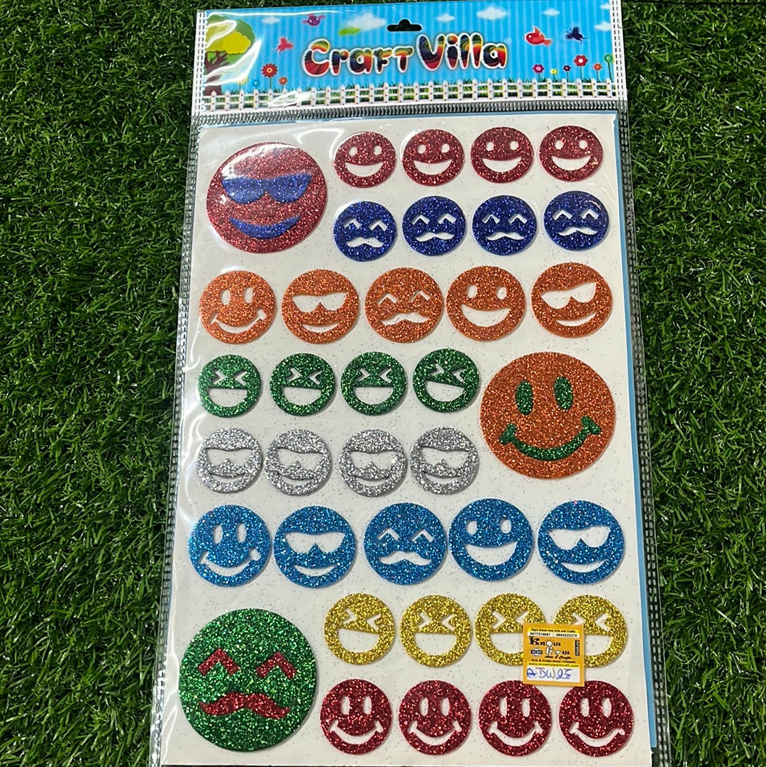 smile Glitter stickers A4size-1 pack