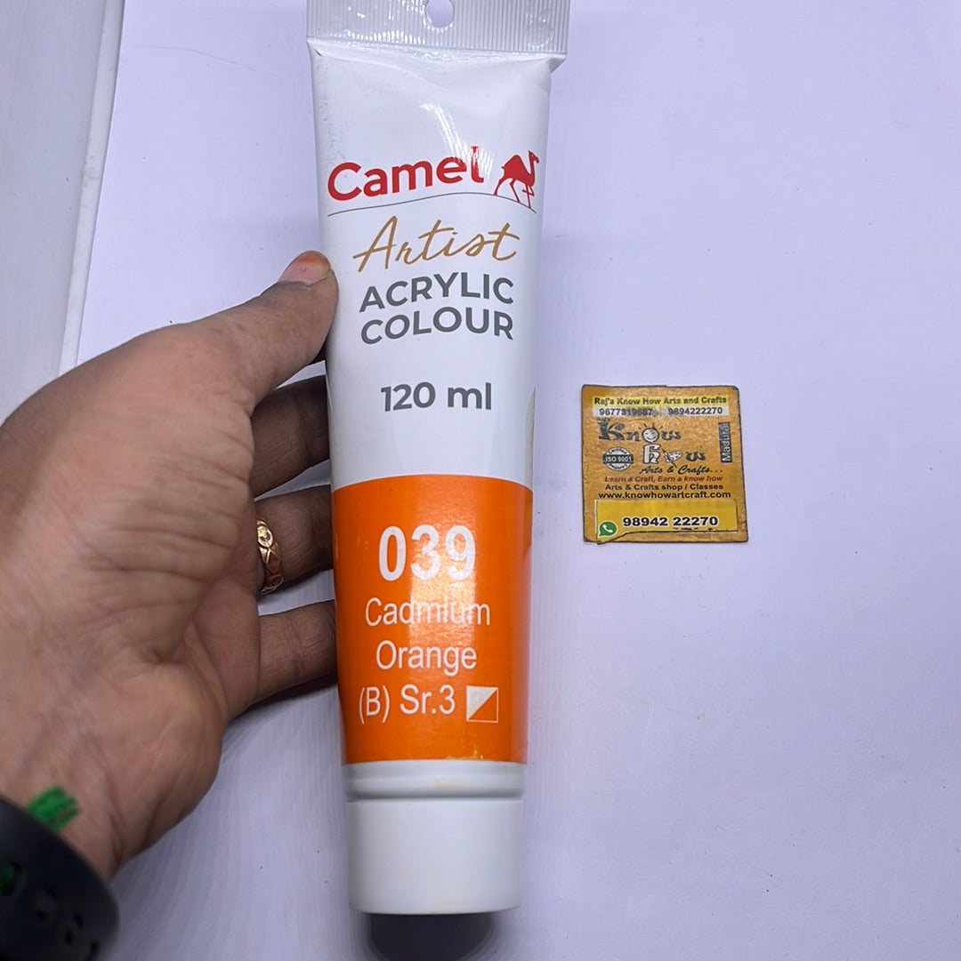 Cadmium orange -120ml Camlin Artist range acrylic colours – KnowHowArtCraft