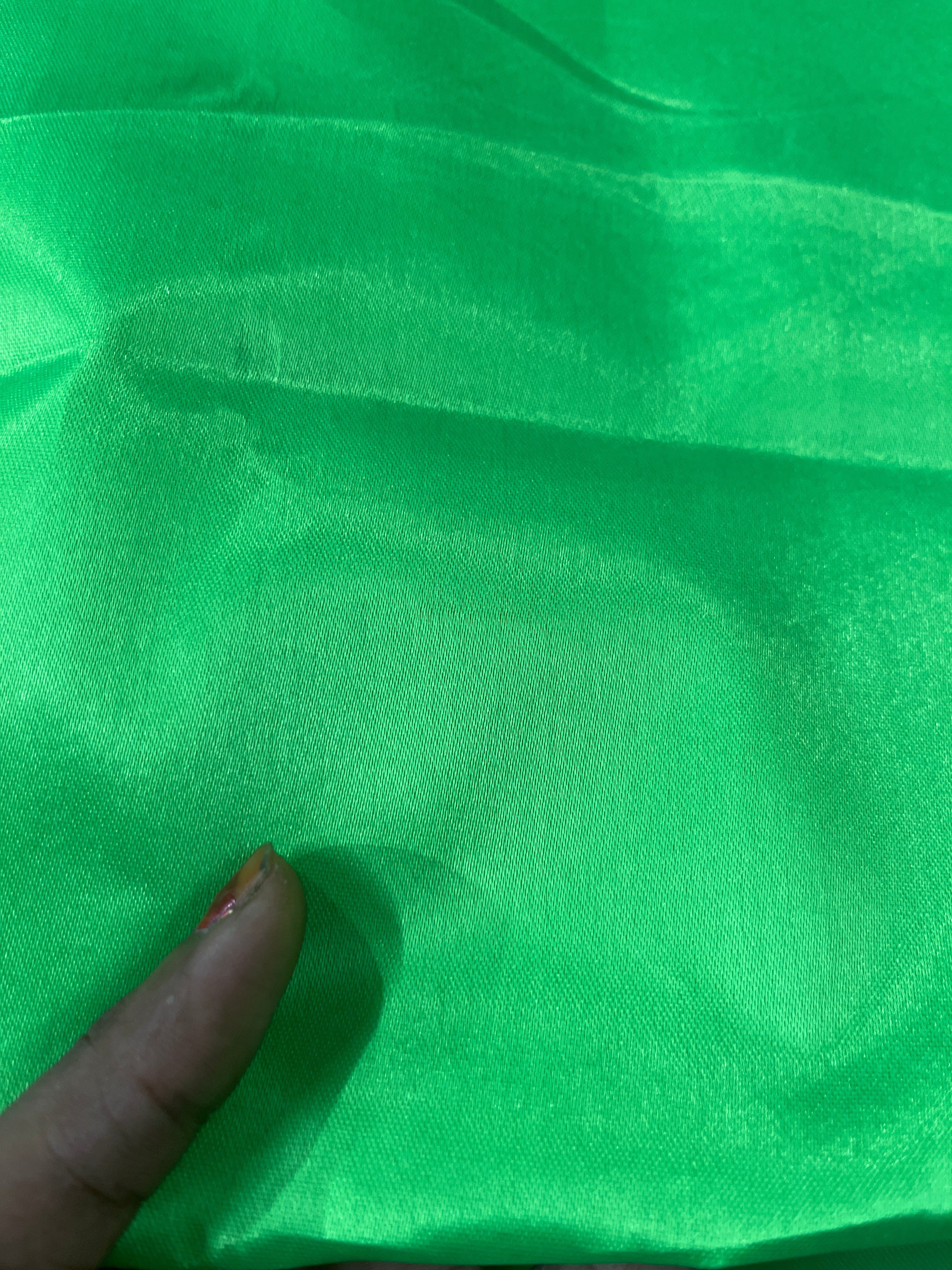 Fluorescent green colour Satin cloth - 1 Meter