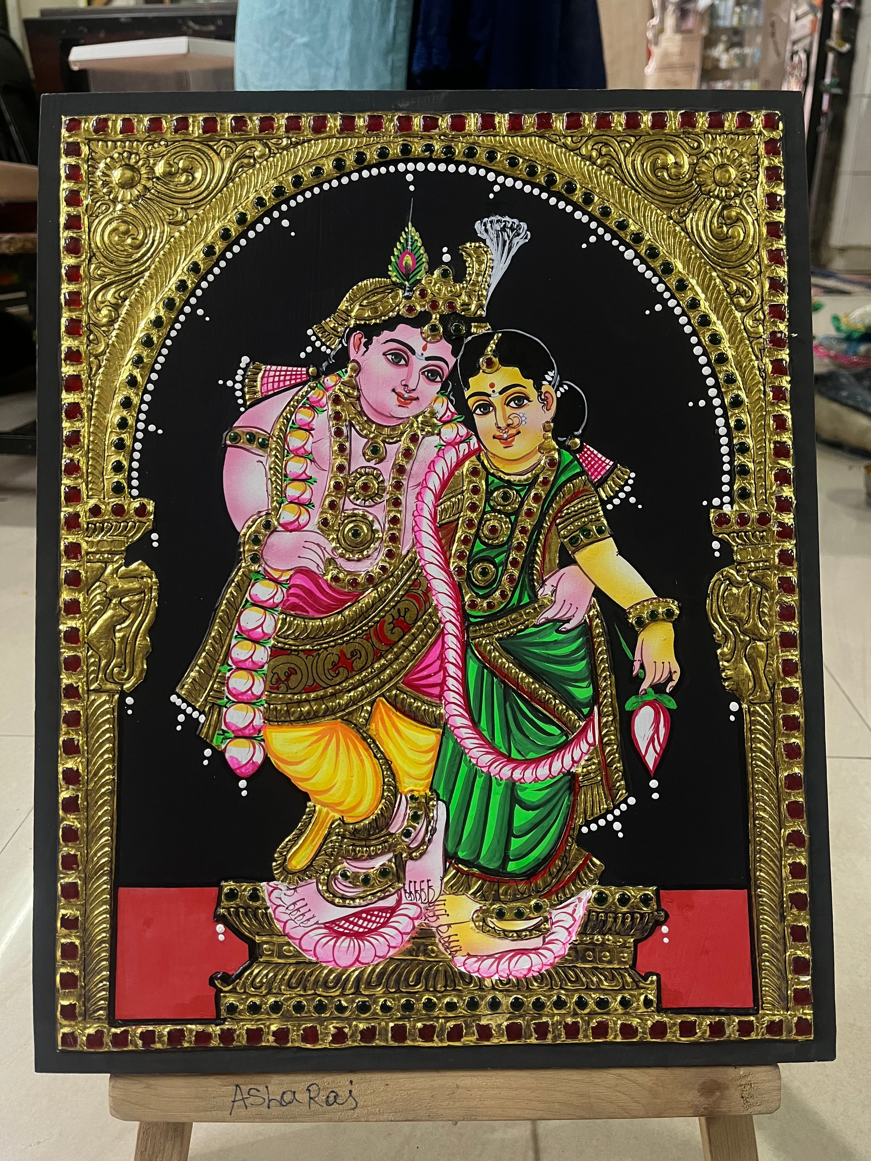 Kannan Radhai 12x15  Tanjore painting -1 board(15 days delivery time)without frame