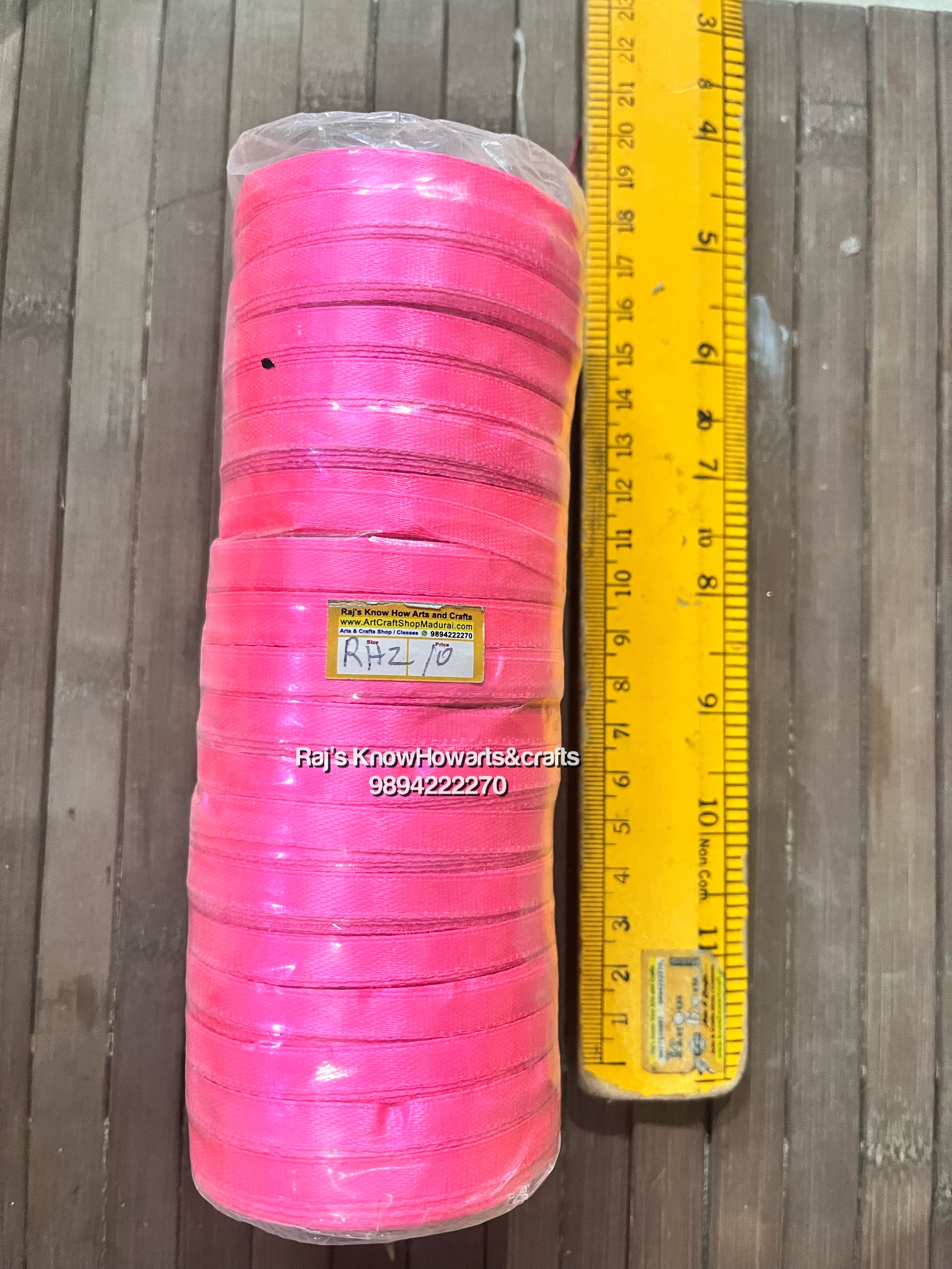 Pink  -  quarter inch satin ribbon 10 meter - 1 pc