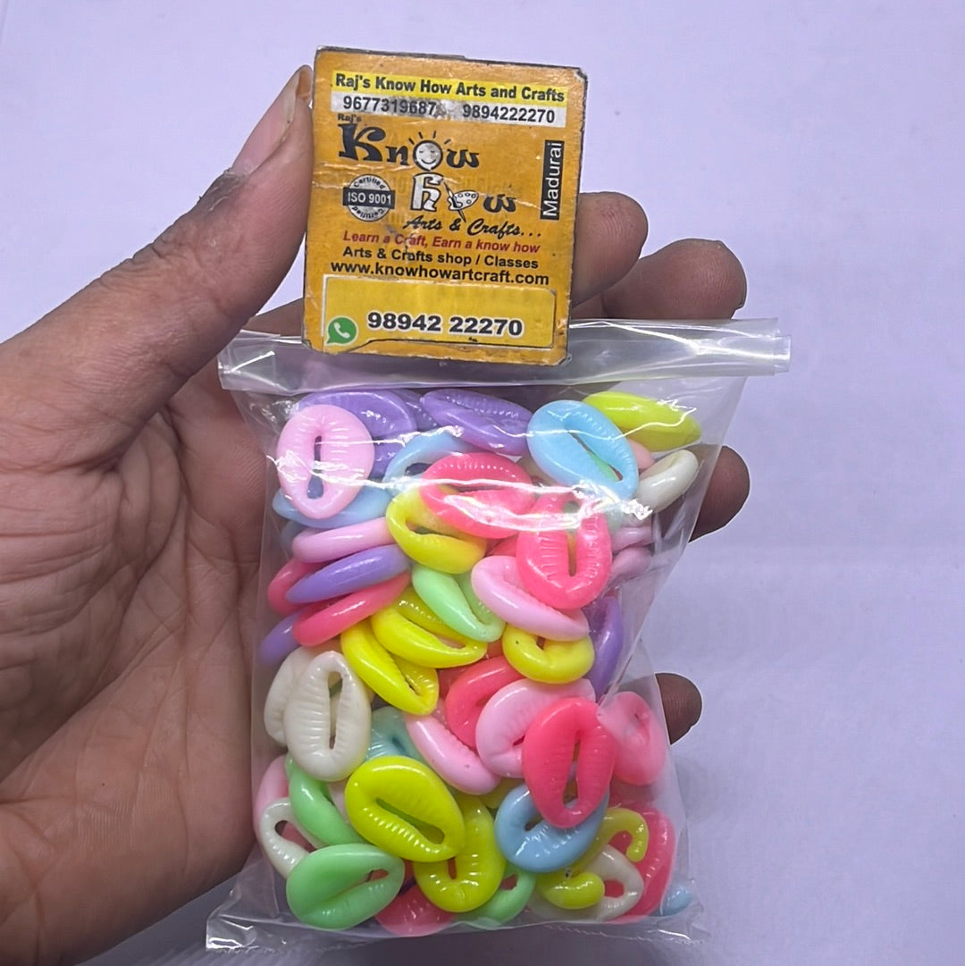 Colourful Crab shaped  Shell  beads -50g in a pack