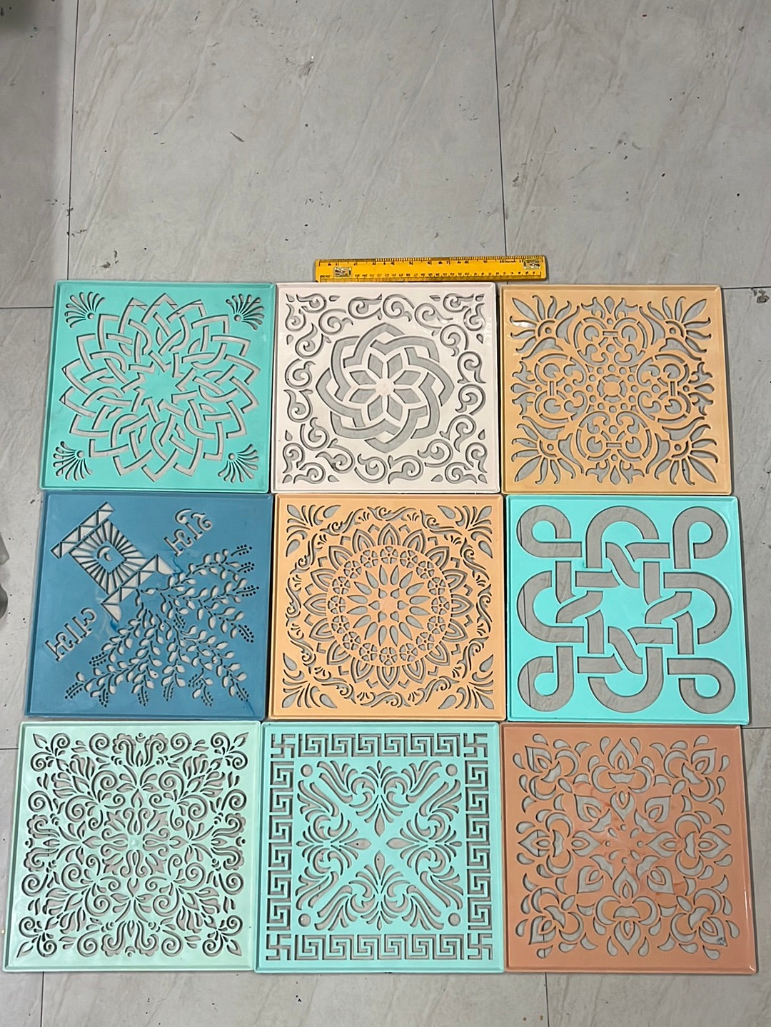 Rangoli stencil design 9 in 1