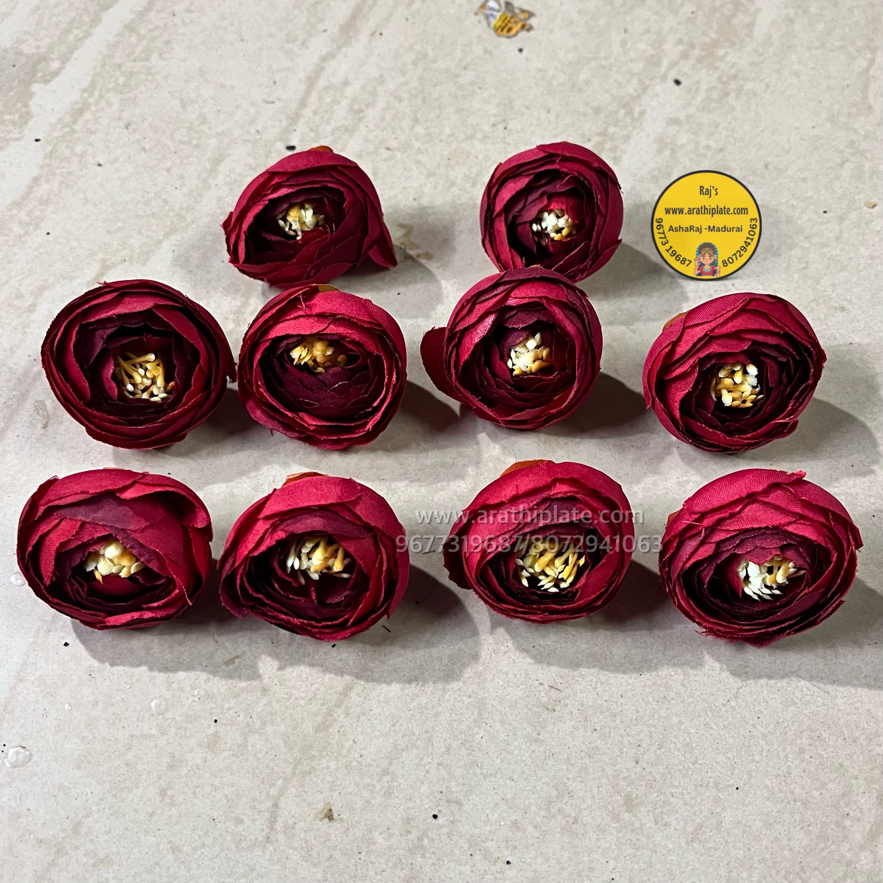 Medium Peonies Maroon- 10 pc in a pack