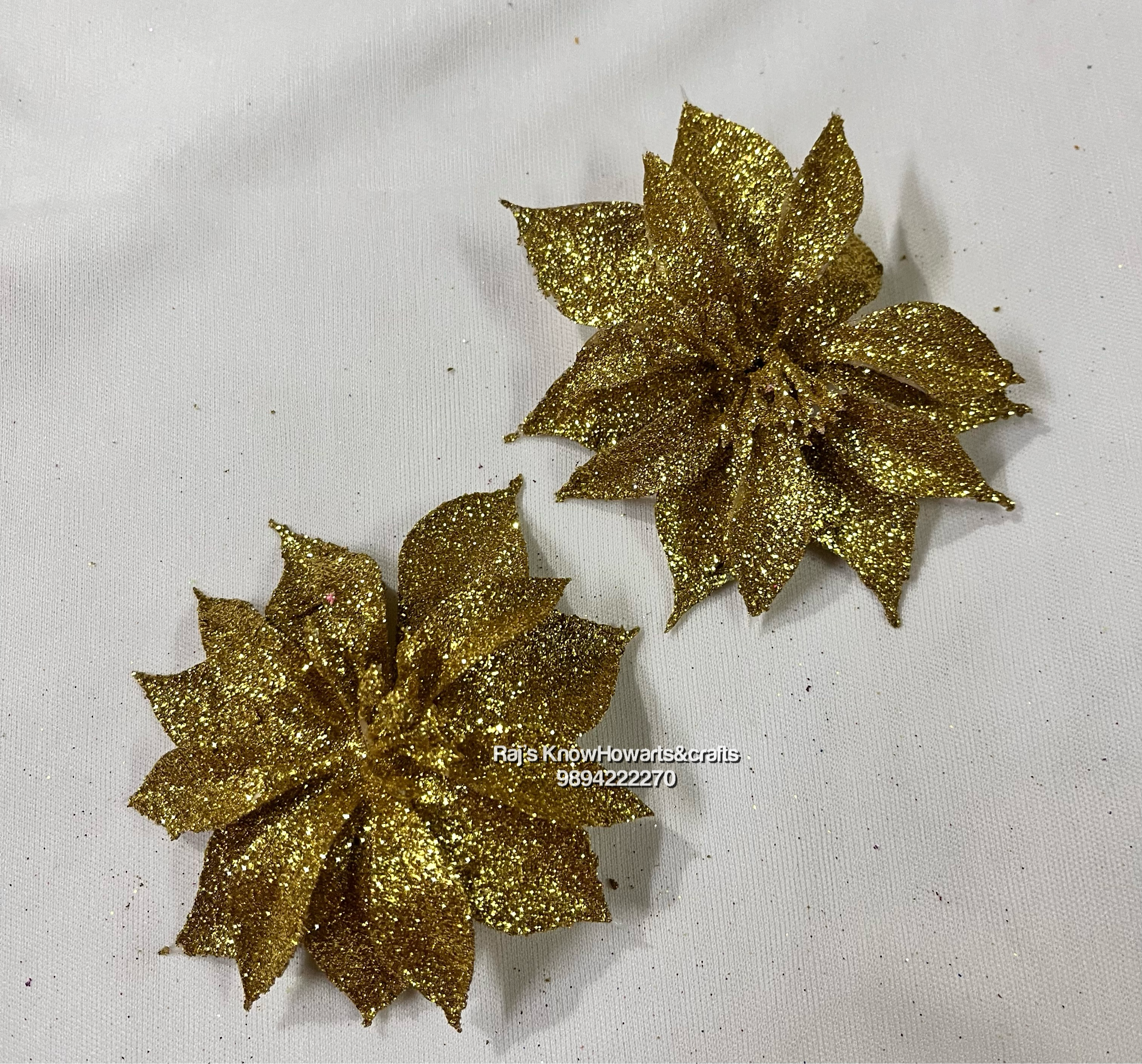 Gold Glitter Big flower - 2 pc