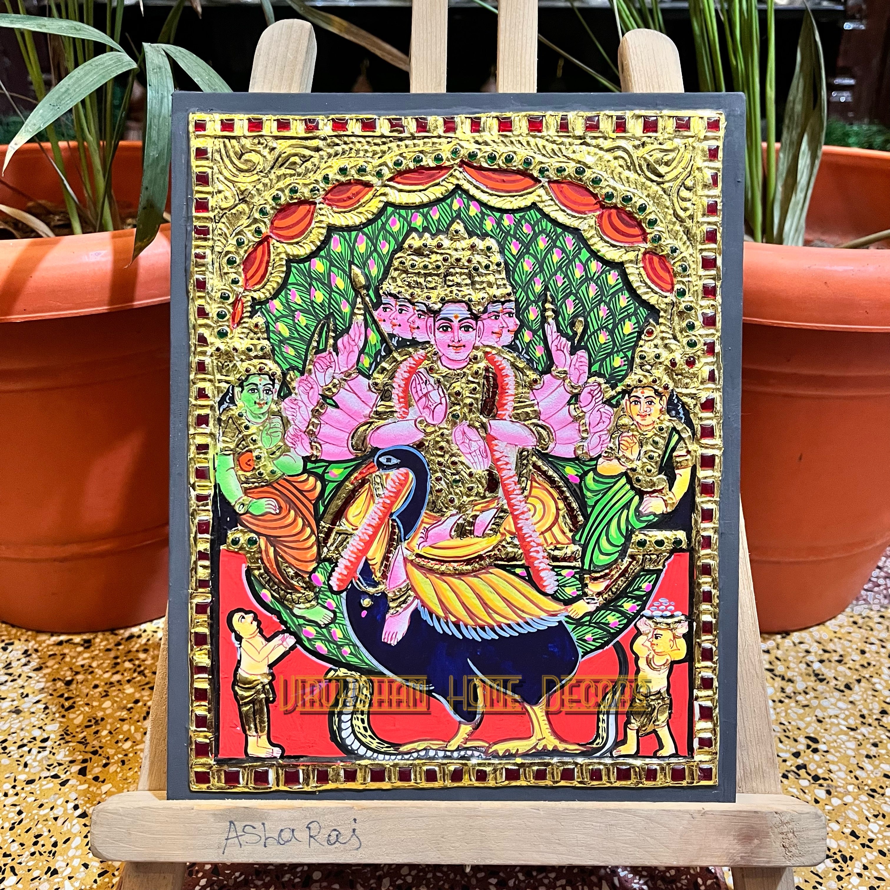 5face murugan 8x10  Tanjore painting -1 board(15 days delivery time)without frame