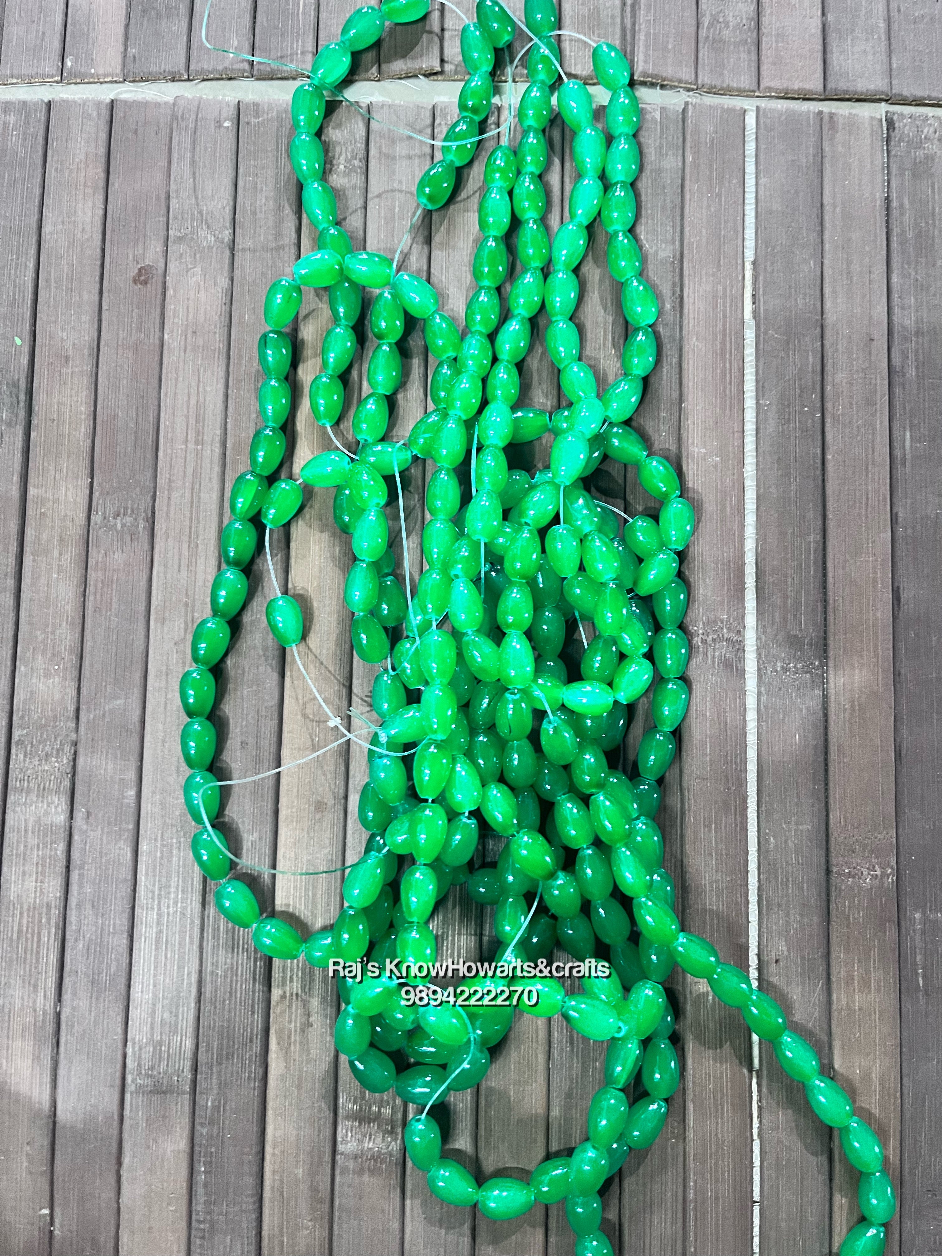 Bracelet beads Emerald green  colour - 1 line