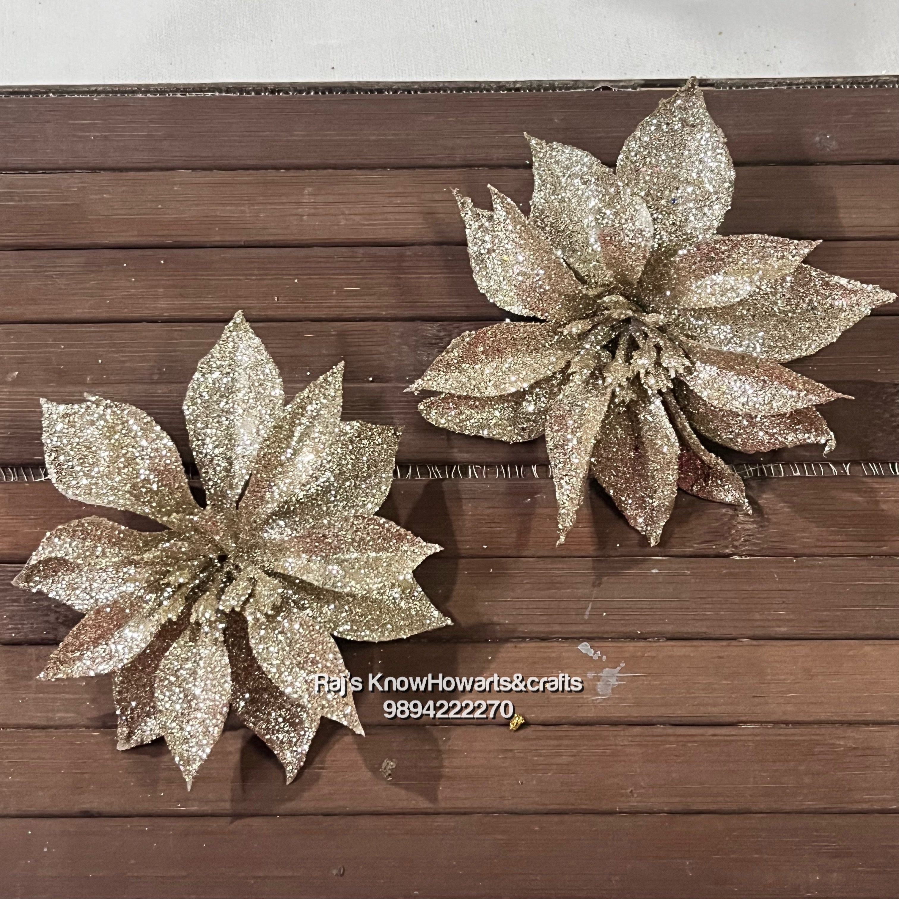 Bronze Glitter flower - 2 pc