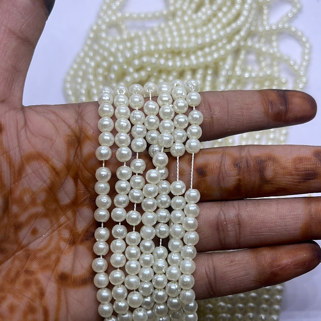 Ivory White round beads 6mm - 500 beads in a punch