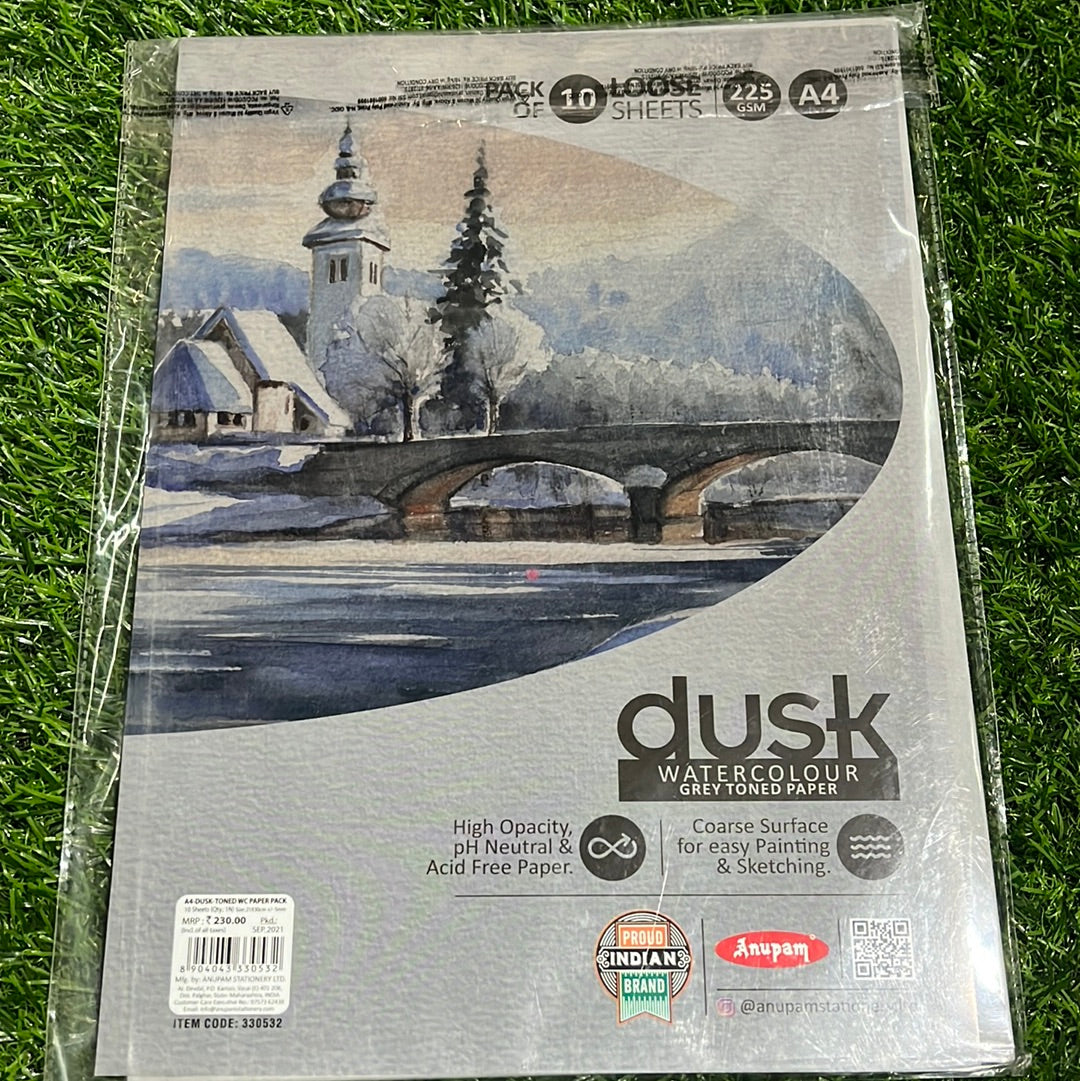 Dusk water colour grey toned paper 10 sheet A4 size paper