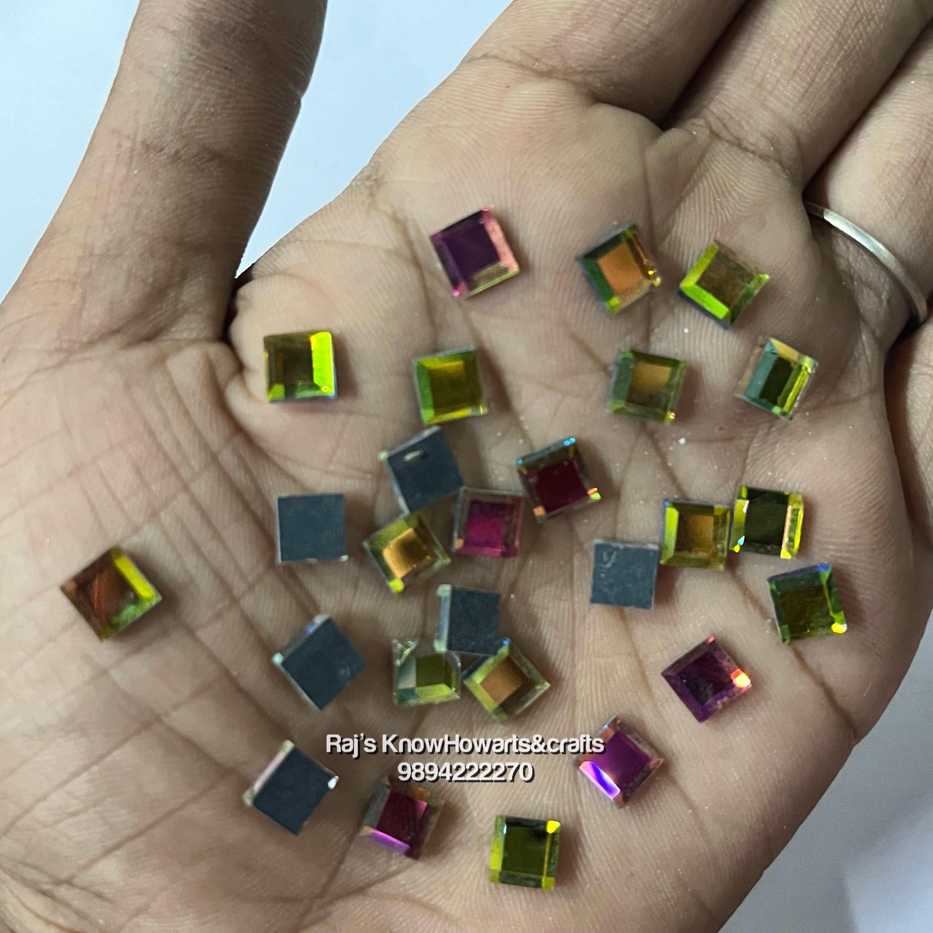 Glass 4mm multi colour kundan stone  - 50g in a pack