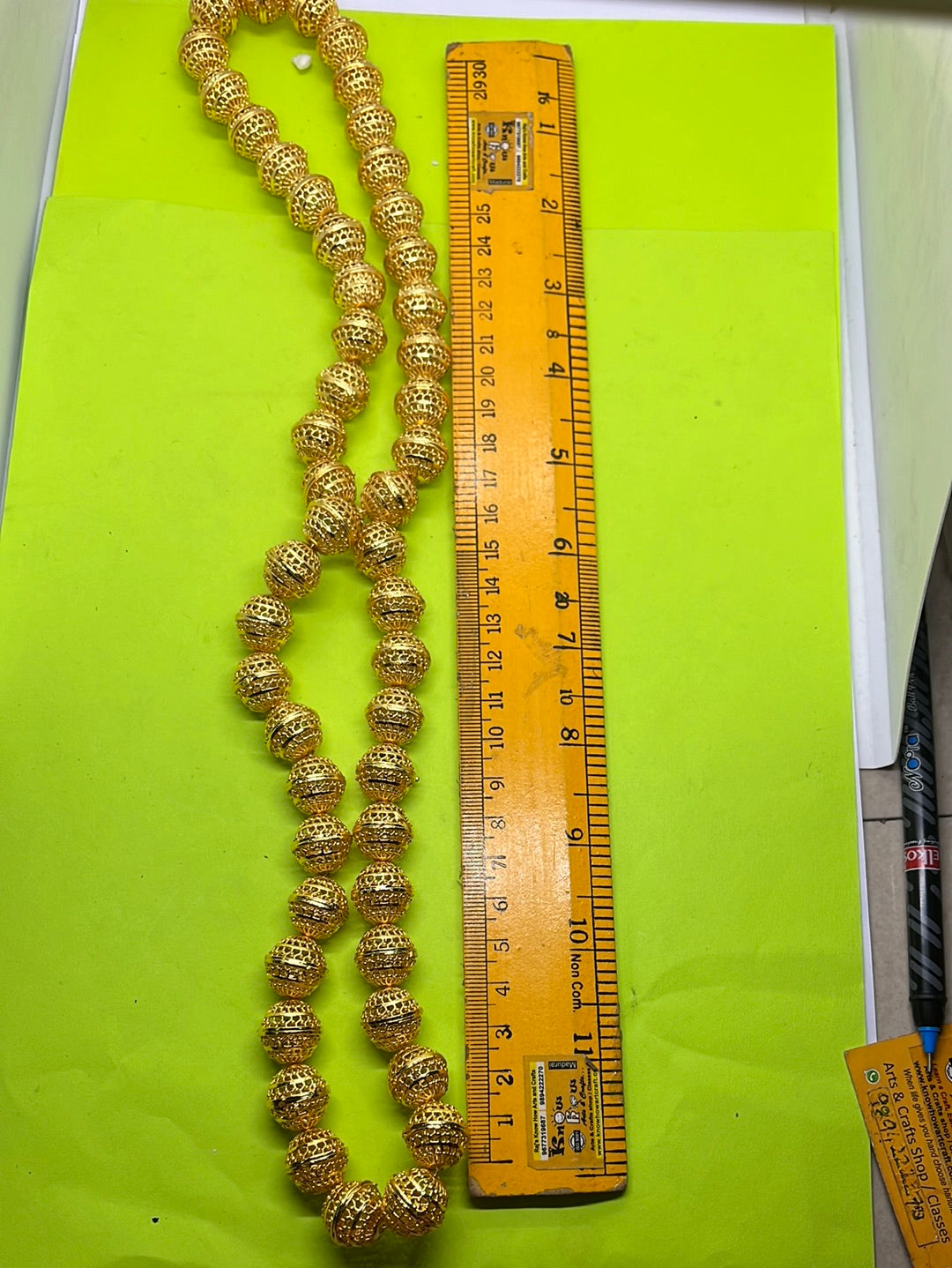 14mm Brass faceted Round gold Beads