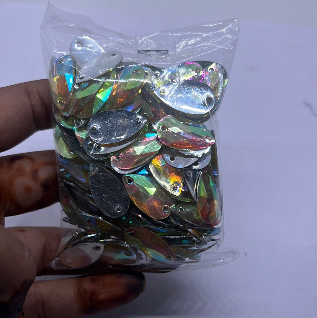 Zilzon drop shape crystal edged rainbow color - 10g 2