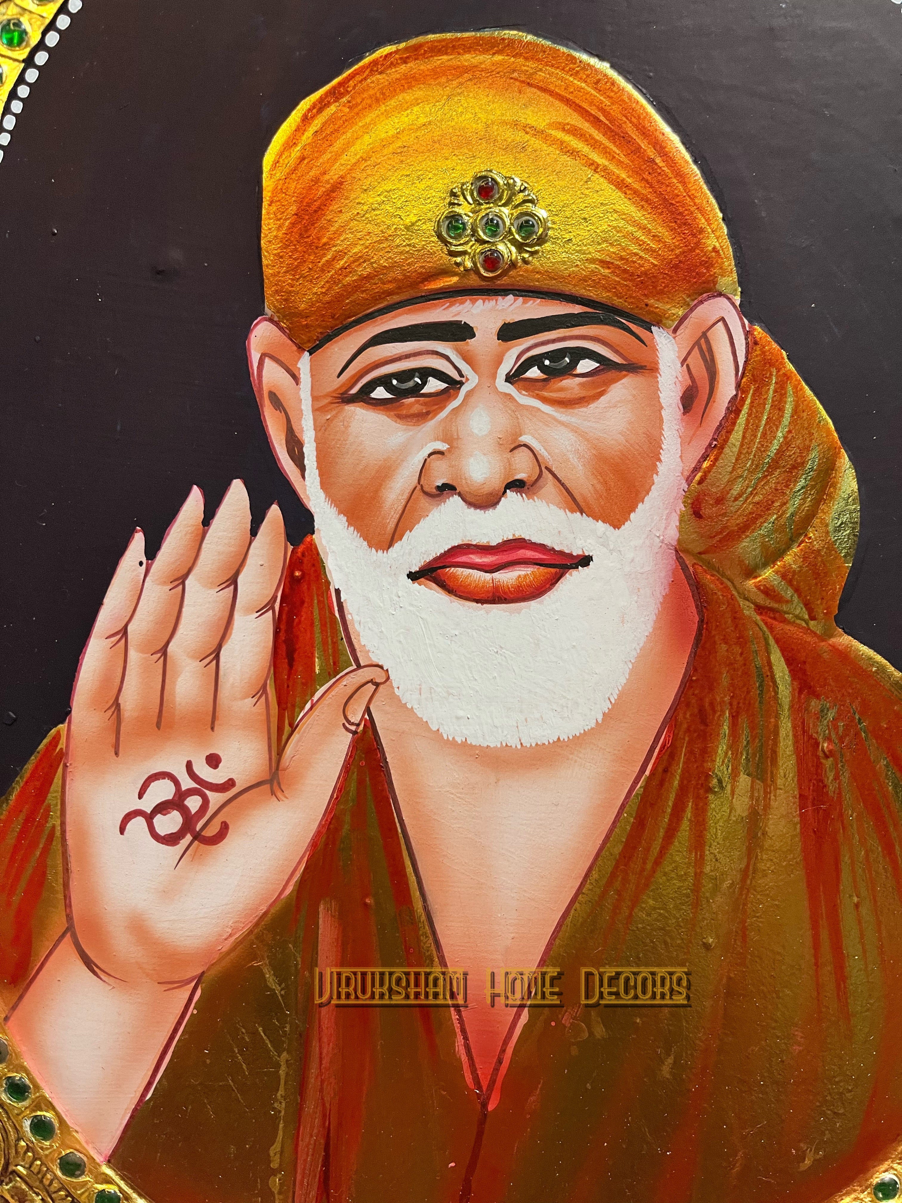 Saibaba 12x15  Tanjore painting -1 board(15 days delivery time)without frame