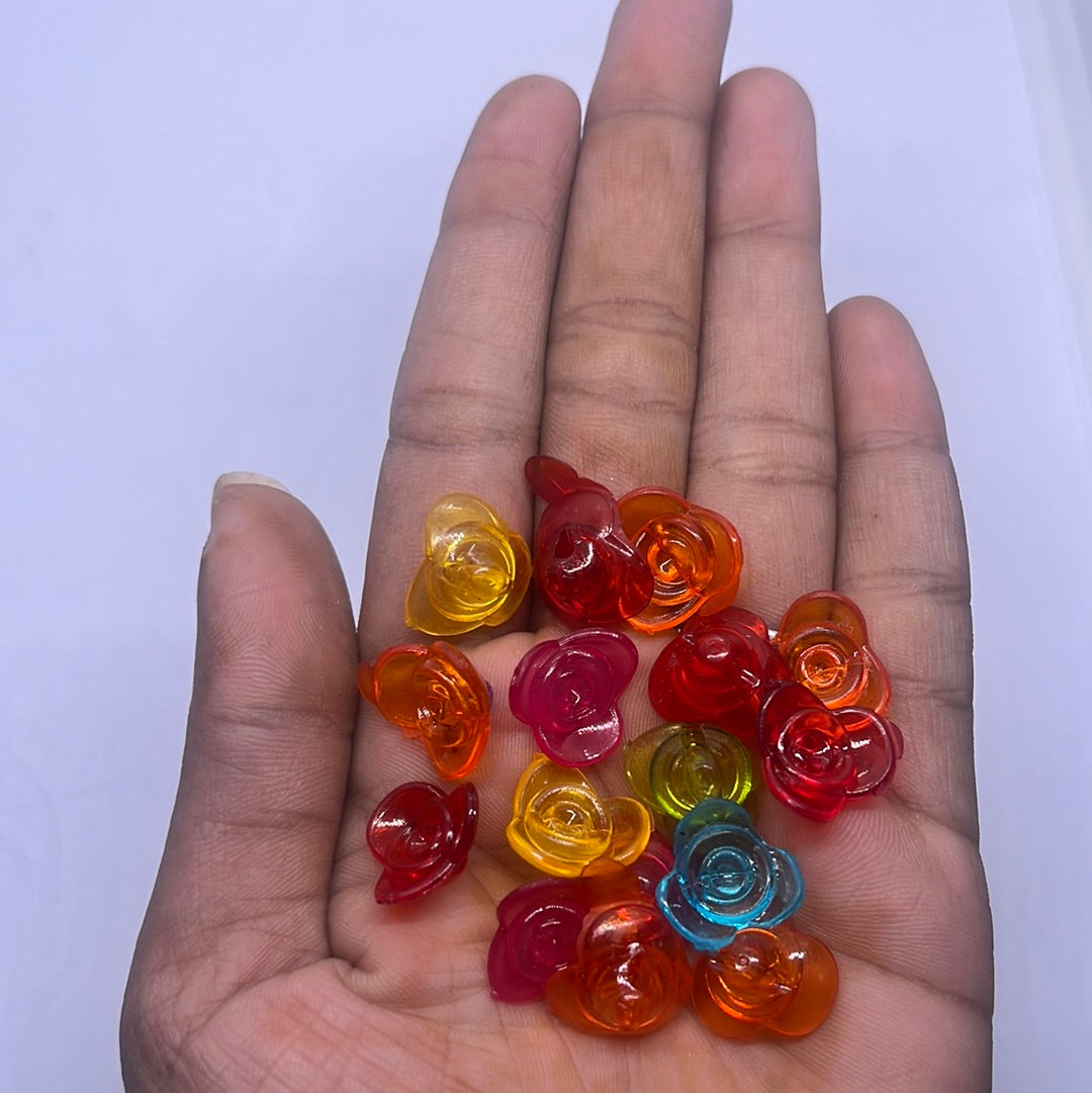 Acrylic multicolour flower beads  50g