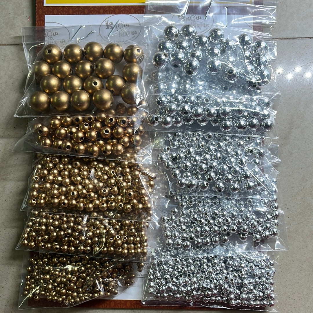 Acrylic Gold Silver  beads kit