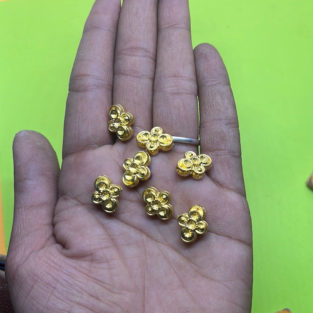 Dull golden flower acrylic beads more than 25pc