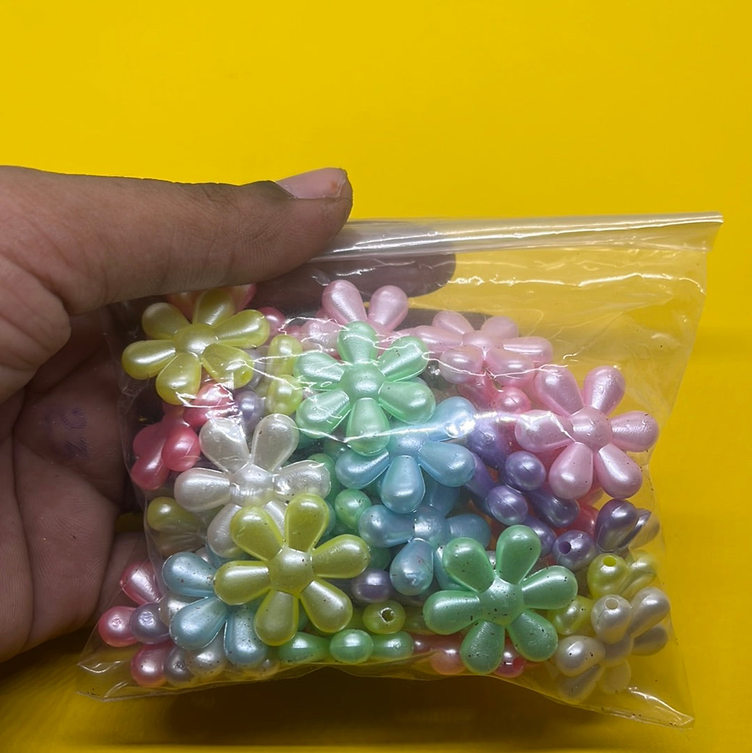 Pastel color flower design beads -50g 7