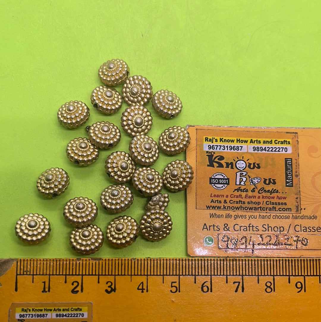 Golden round antique spacer beads more than 25pc