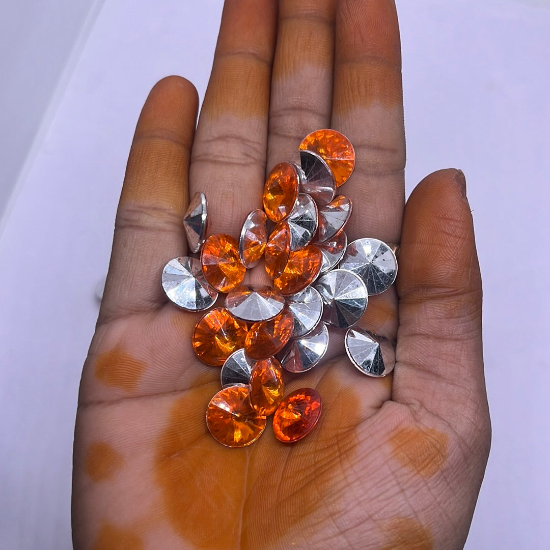 12mm Acrylic Diamond  -dark orange  - 10g 5