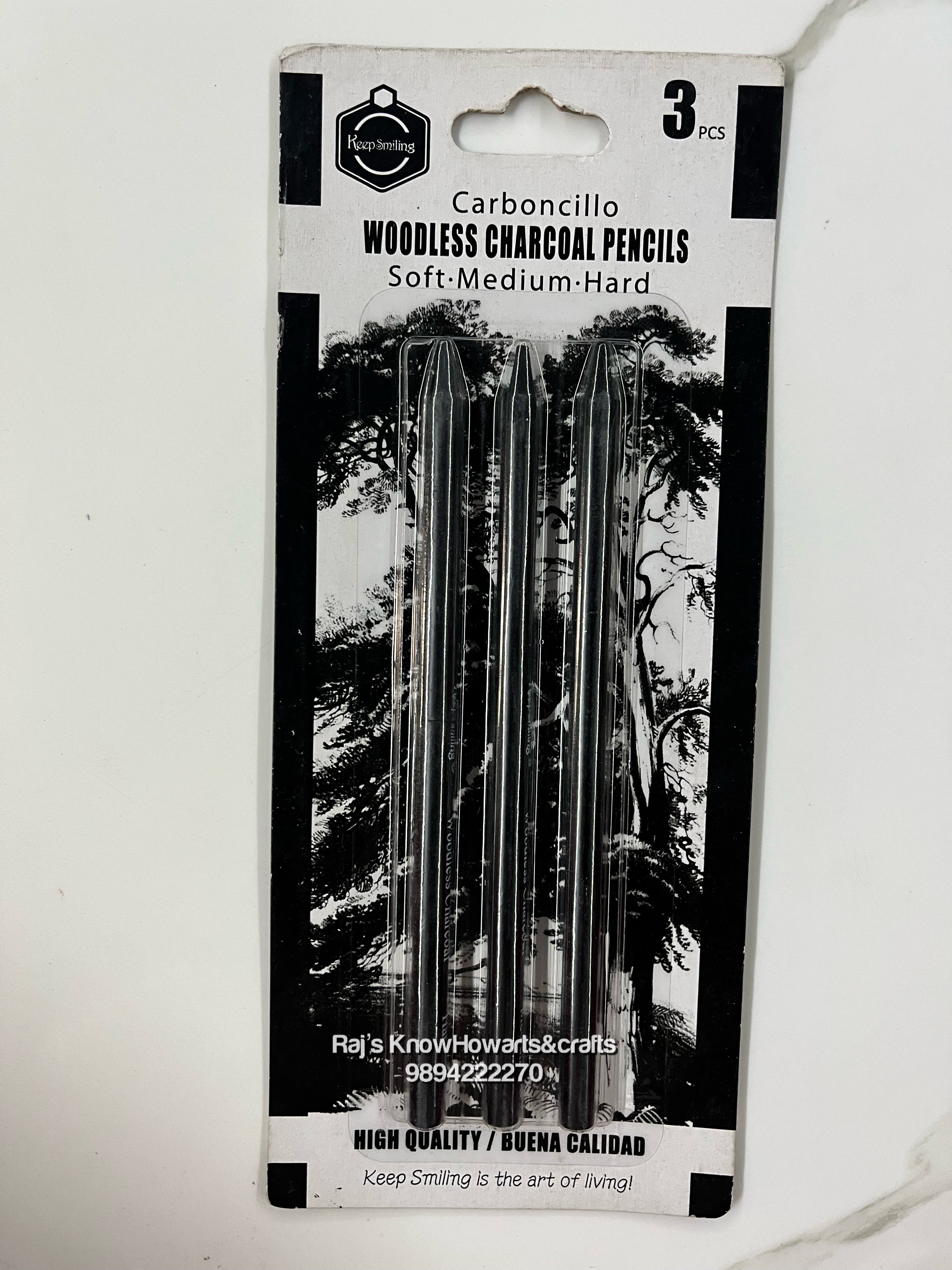 Keepsmiling carboncillo woodless charcoal pencils (Soft - medium - Hard)3245