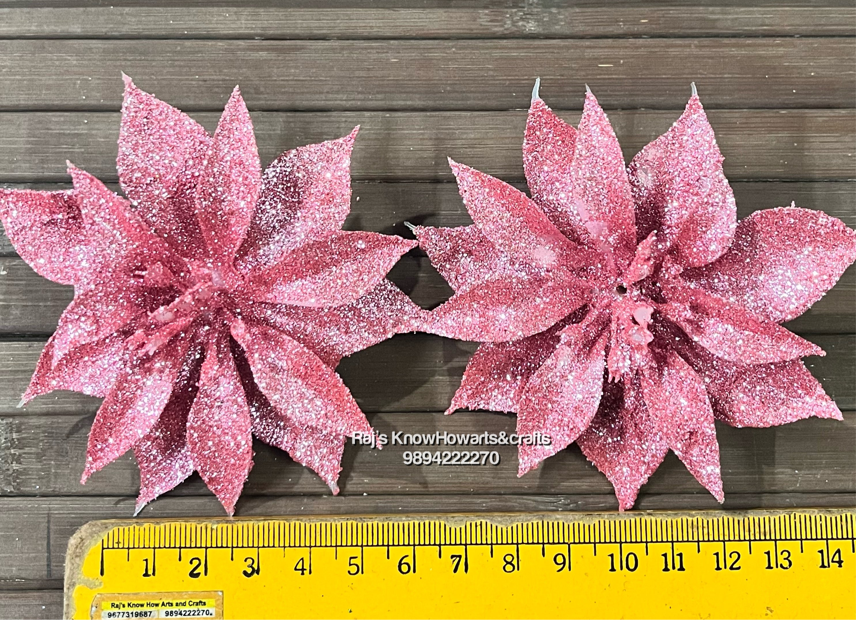 Pink Glitter flower - 2 pc