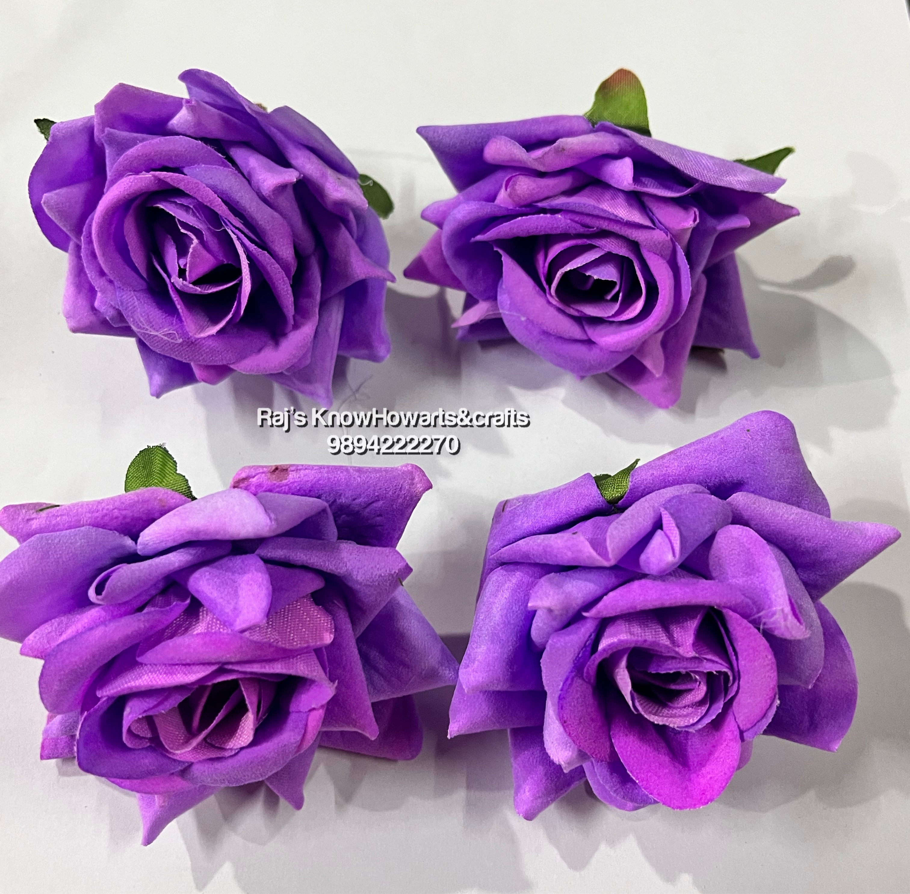 Artificial velvet rose  flower - 5pc