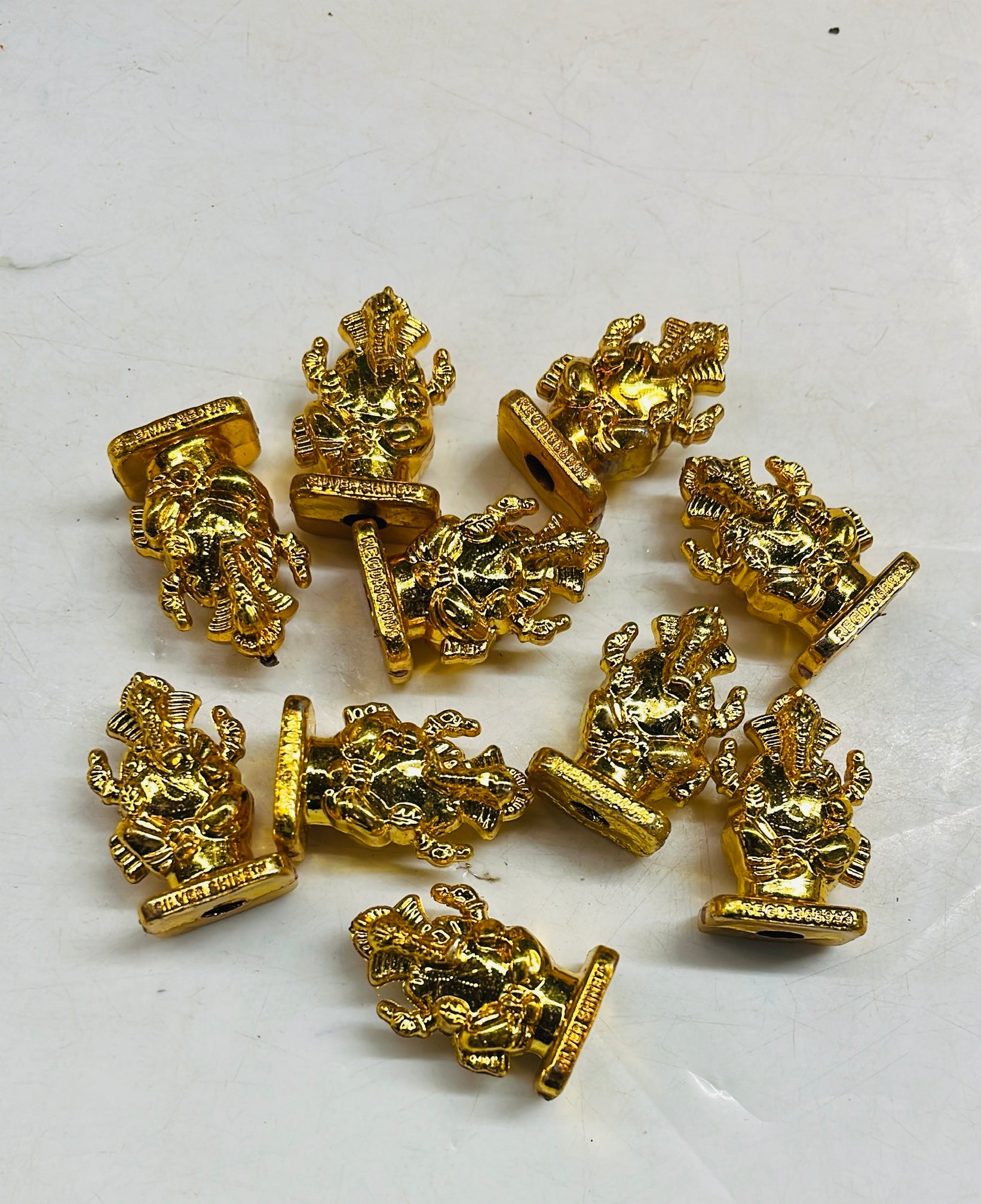 Golden acrylic Ganesh beads 10piece -1pack